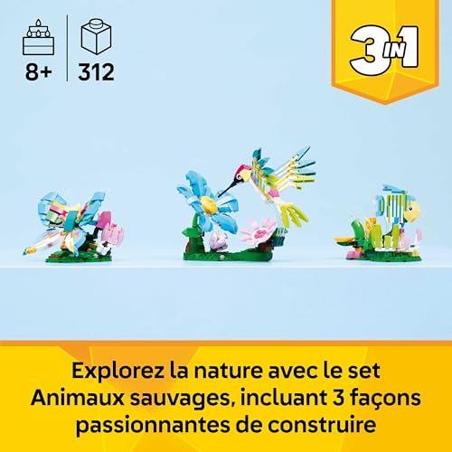Detalle de LEGO Creator 3-en-1 Animaux Sauvages : Colibri Coloré (31384) – Jeu de construction imaginatif pour enfants à partir de 8 ans