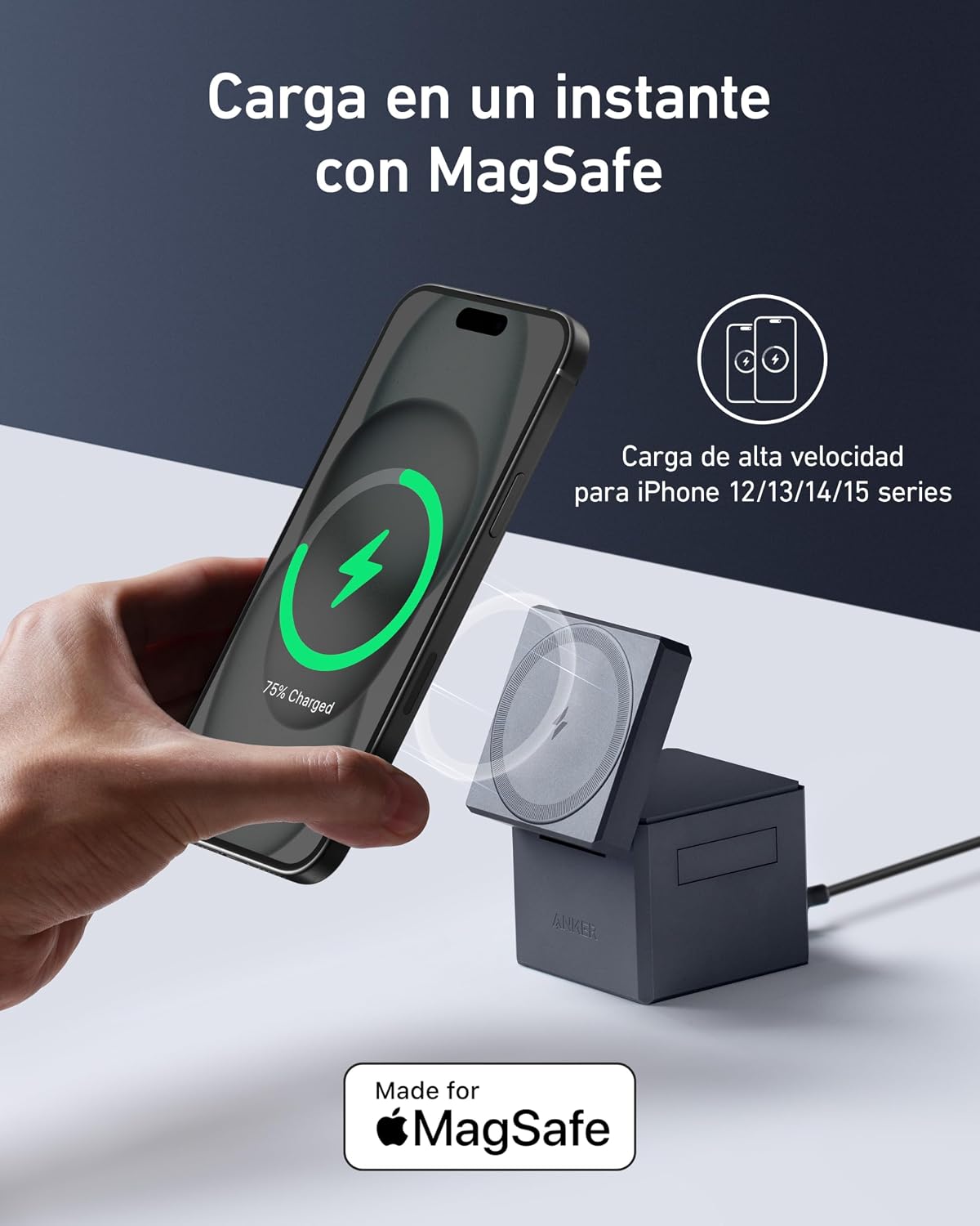 Detalle 2 de Anker MagGo Cubo 3 en 1 MagSafe 15W
