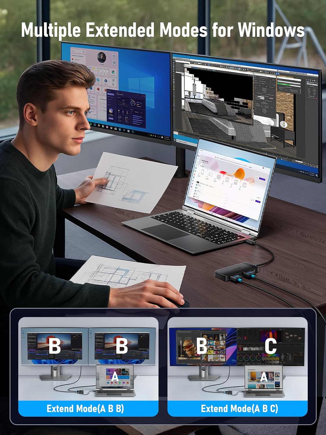 Thumbnail 5 de Lemorele Docking Station Dual Monitor 100W