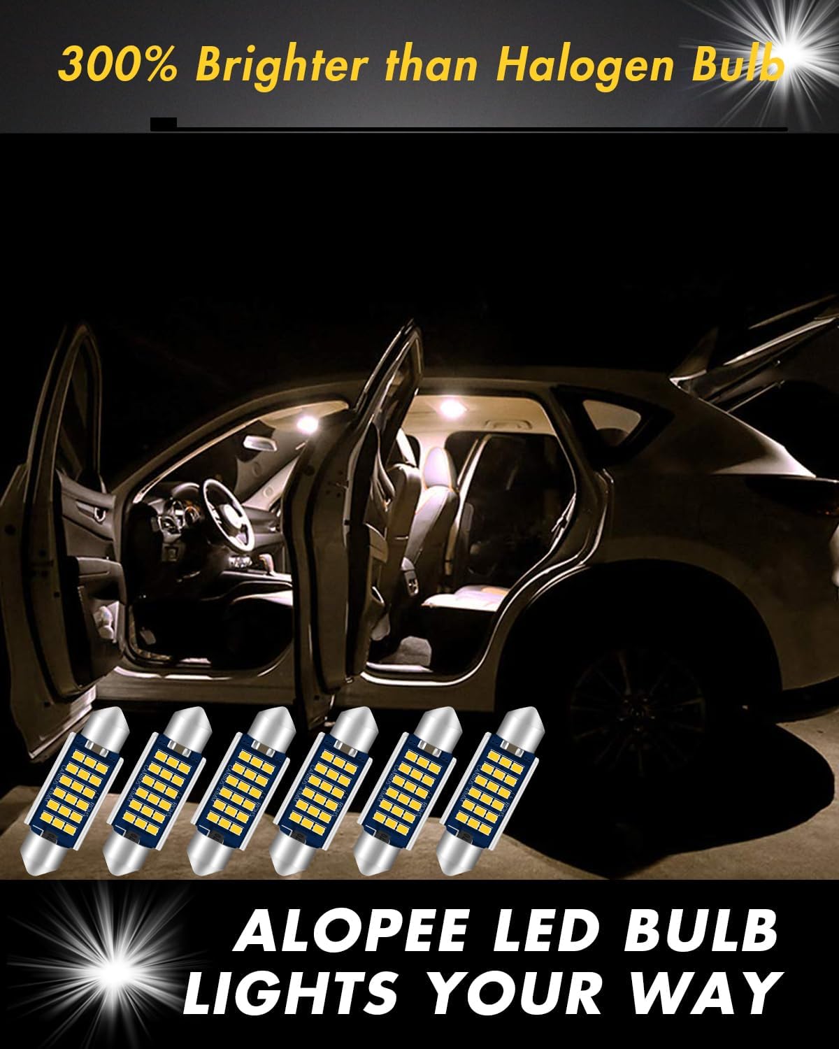 Thumbnail 6 de Alopee 578 LED Festoon Bulb, 41mm Canbus 6 Pack – Warm White, 9-28V, 2W per bulb (C5W) for Car Interior
