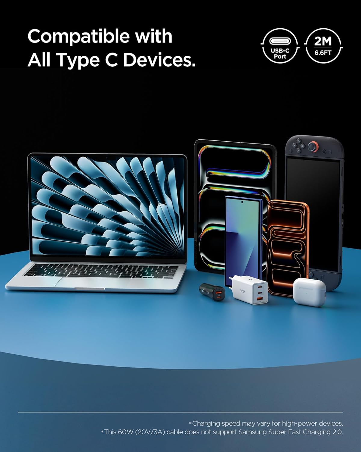 Thumbnail 6 de Spigen Essential Cavo USB Type-C a USB-C 60W (2 m) con ricarica rapida e trasferimento dati fino a 480 Mbps