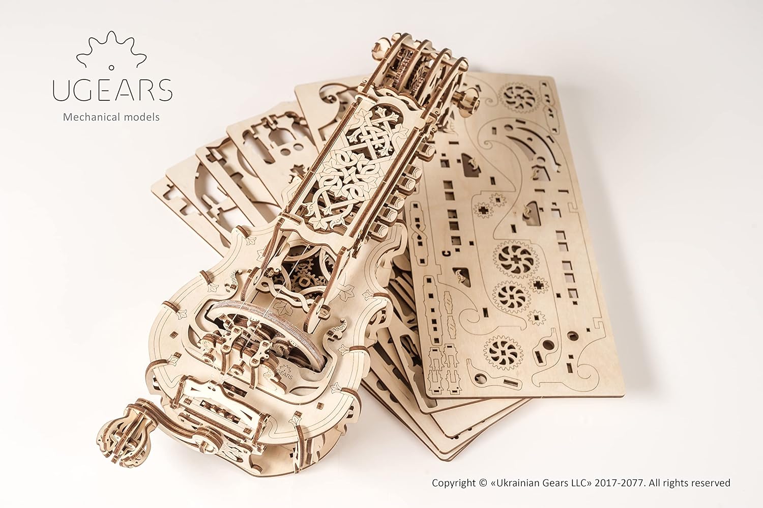 Thumbnail 2 de UGEARS Hurdy Gurdy Puzzle 3D in Legno – Strumento Musicale da Costruire