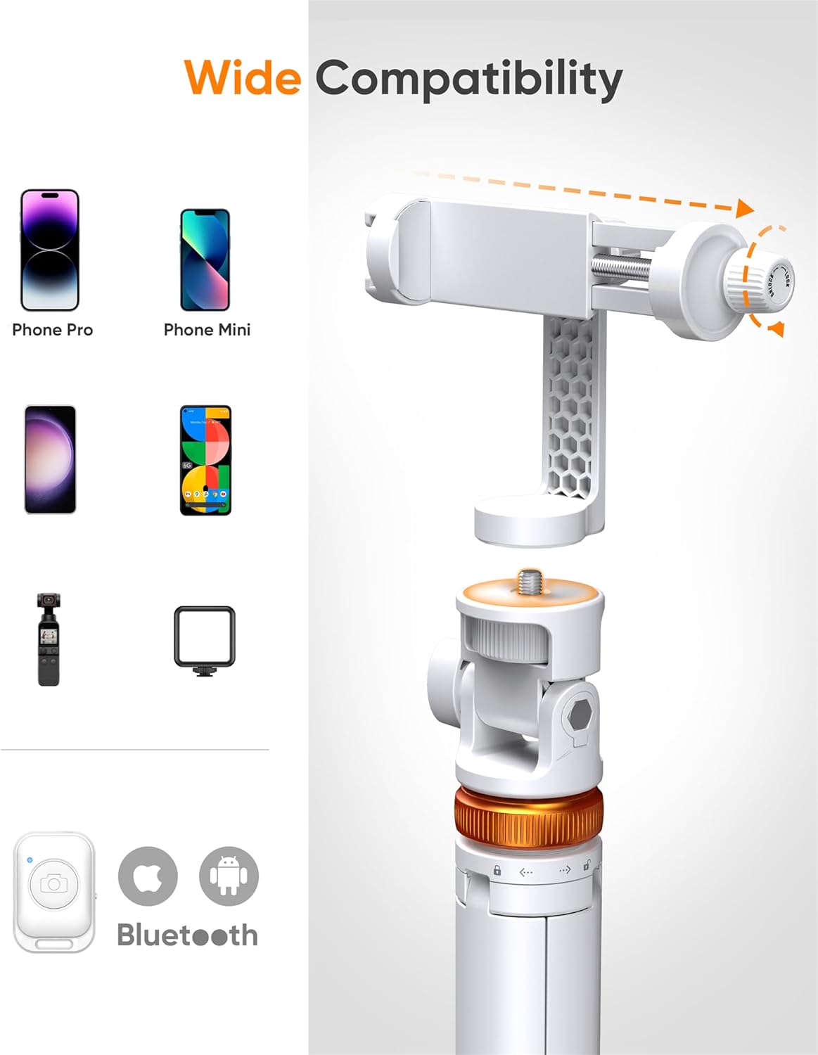 Detalle 2 de 62" Phone Tripod Stand 62in extendable