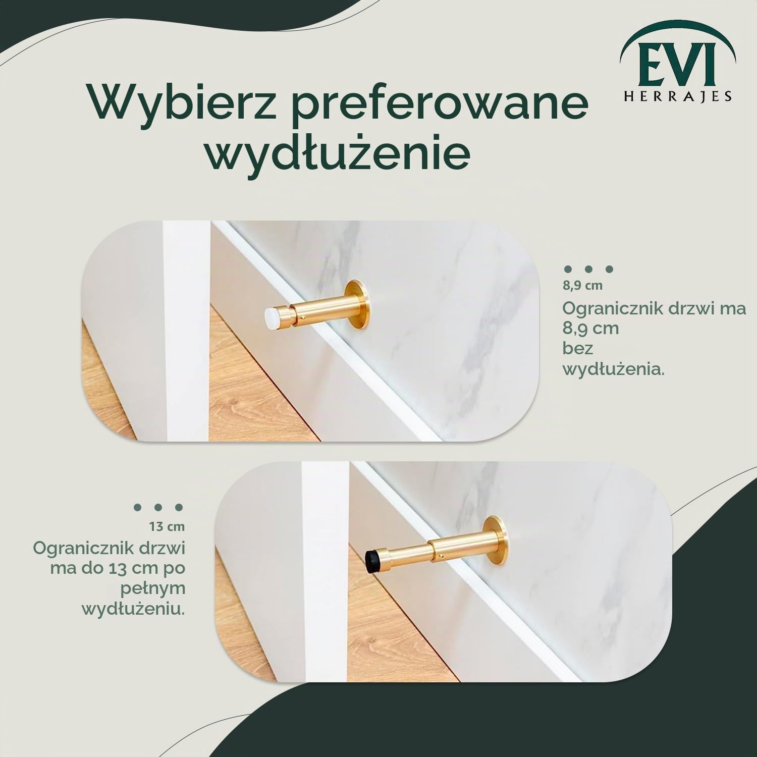 Detalle 2 de EVI Herrajes I-282DUALMT – mosiężny ogranicznik ścienny, regulowany, matowy