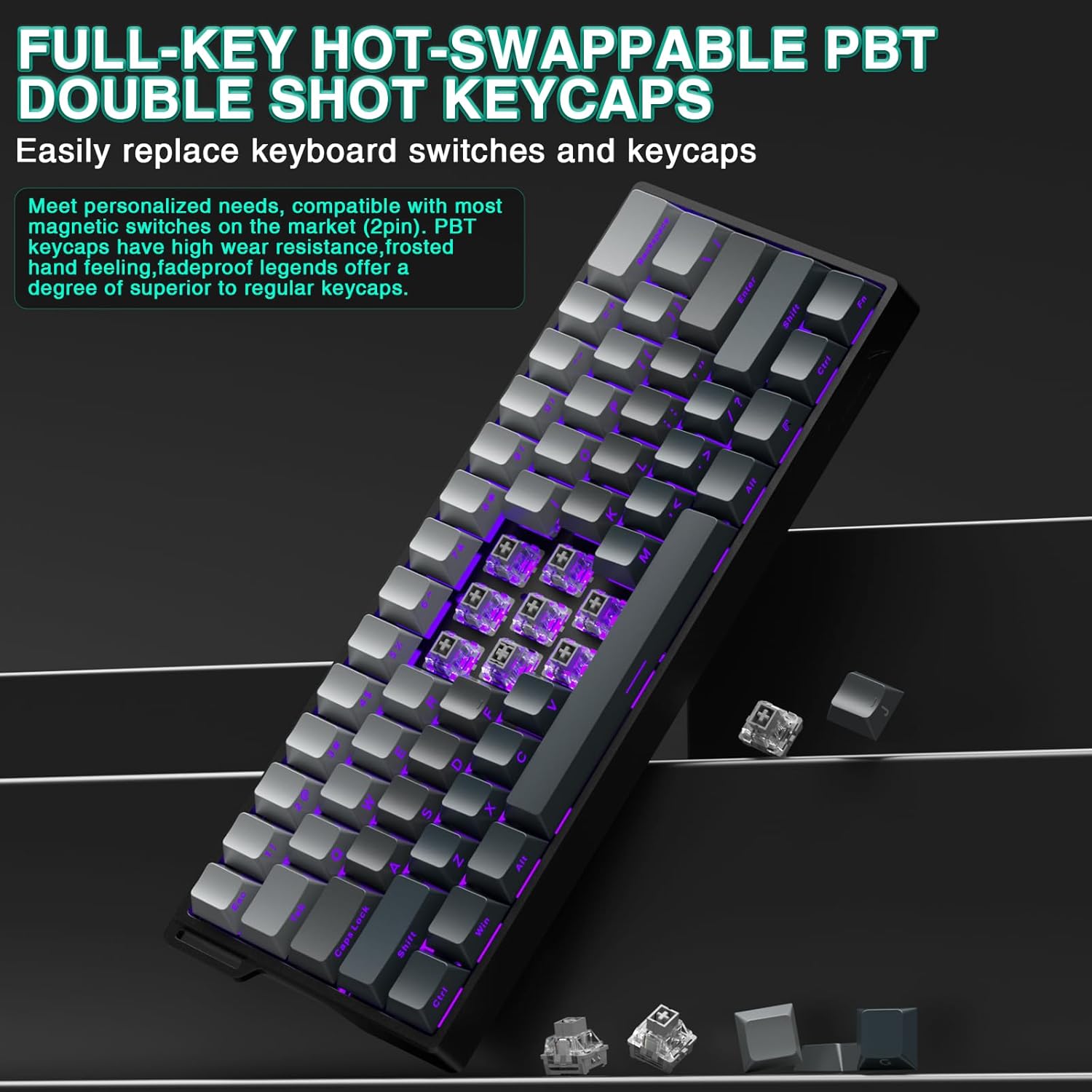 Thumbnail 4 de AULA WIN60 HE wired 60% mechanical gaming keyboard (Hall Effect, adjustable actuation, 8K polling) – Grey