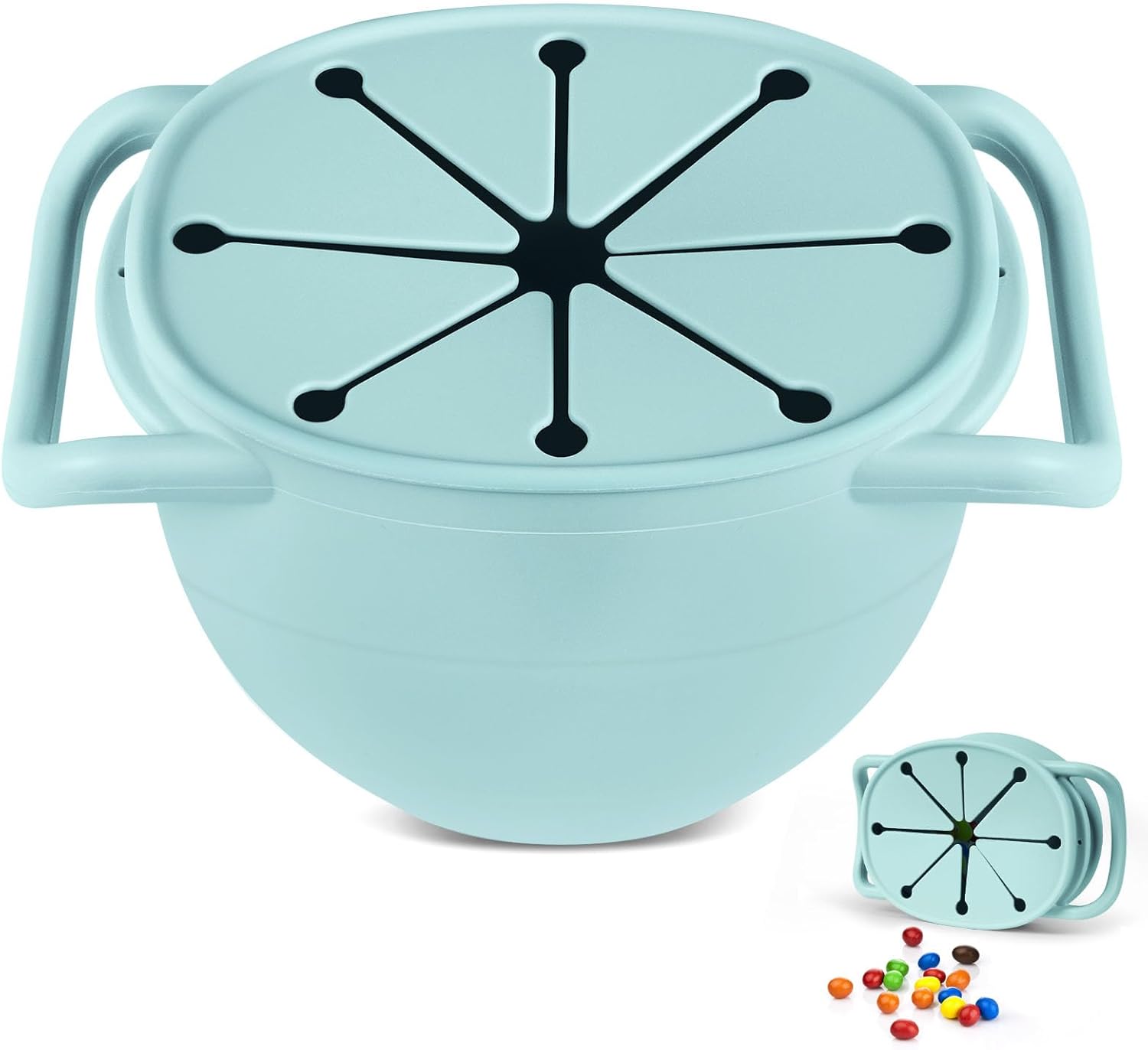 Vicloon Tazza per Spuntino 350ML: Contenitore in silicone senza BPA con doppia maniglia e cordin o, chiusura anti sporcizia