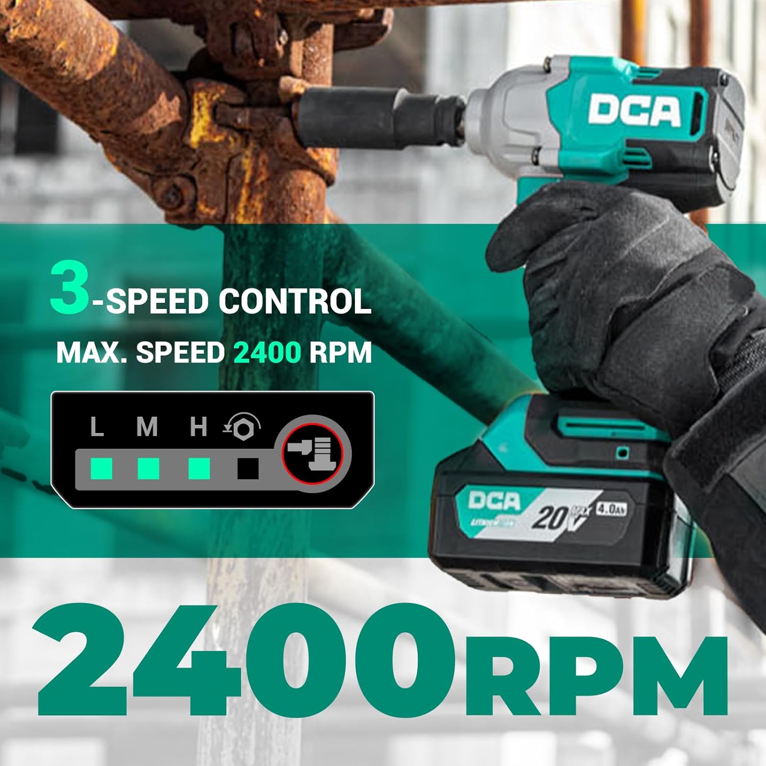Thumbnail 3 de DCA 20V Brushless Impact Wrench Cordless (ADPB520) – 682Nm max torque, 1/2in hog ring