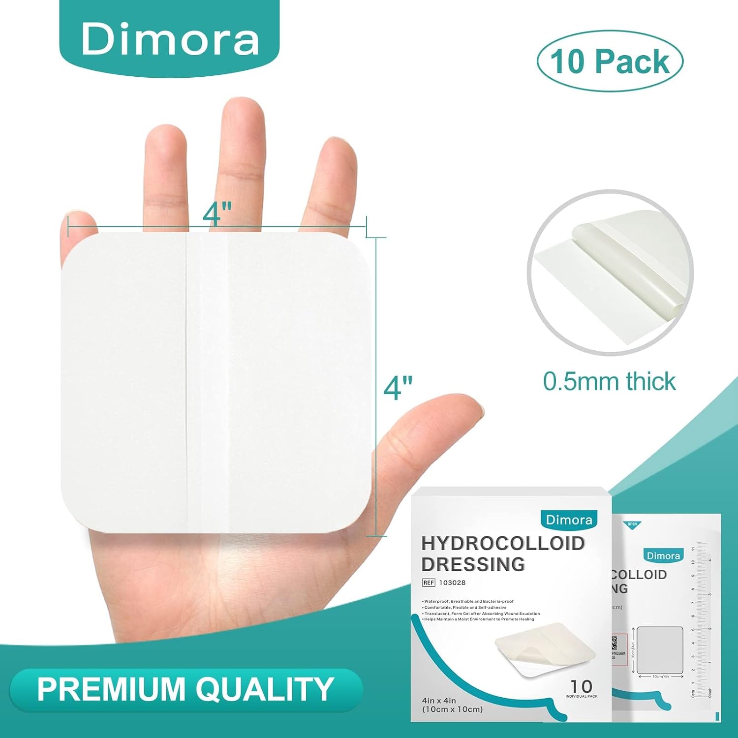 Thumbnail 6 de Dimora Hydrocolloid Wound Dressings, 4" x 4", 10 Count