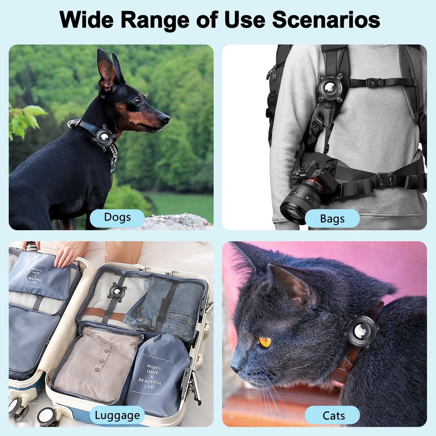 Detalle de Sichy Airtag-Hülle für Hundehalsband – IP68 Wasserdicht, Ultraleichtes Hart TPU, Rückenclip, Stoßfest
