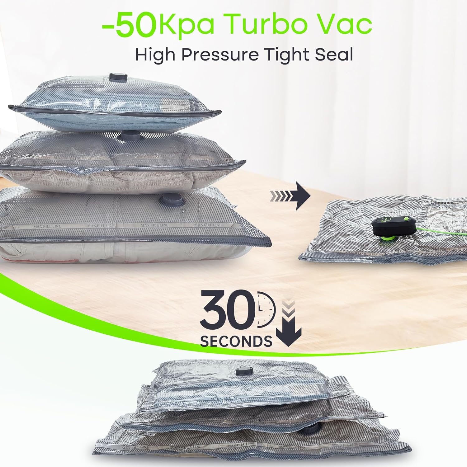 Thumbnail 1 de Vacbird Vacuum Storage Bags (9-pack) with Electric Air Pump, Double Zip & Airtight Valve