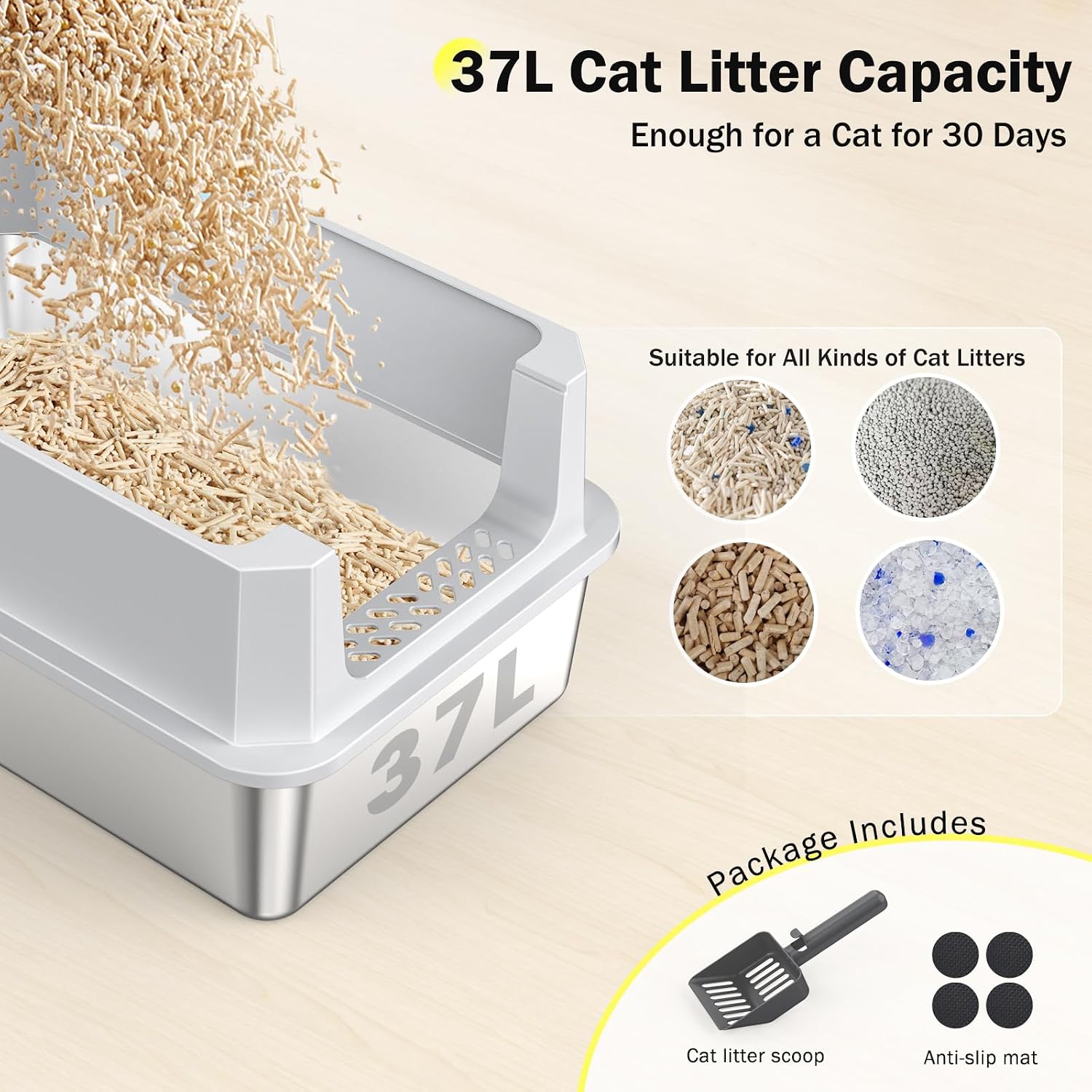 Thumbnail 5 de MIXJOY XL Stainless Steel Cat Litter Tray