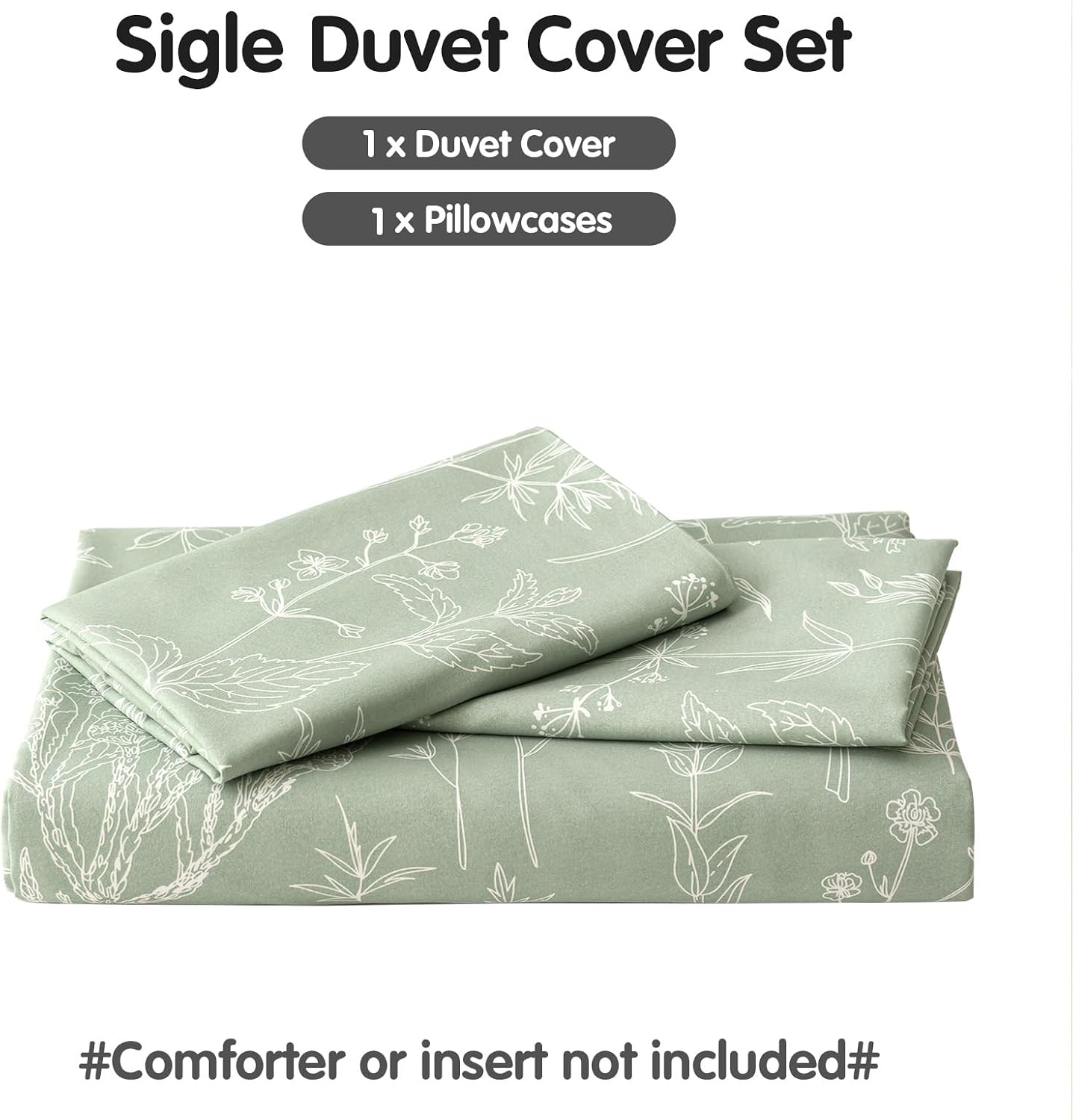Thumbnail 4 de Tokokimo Sage Green Single Duvet Cover 135x200 cm