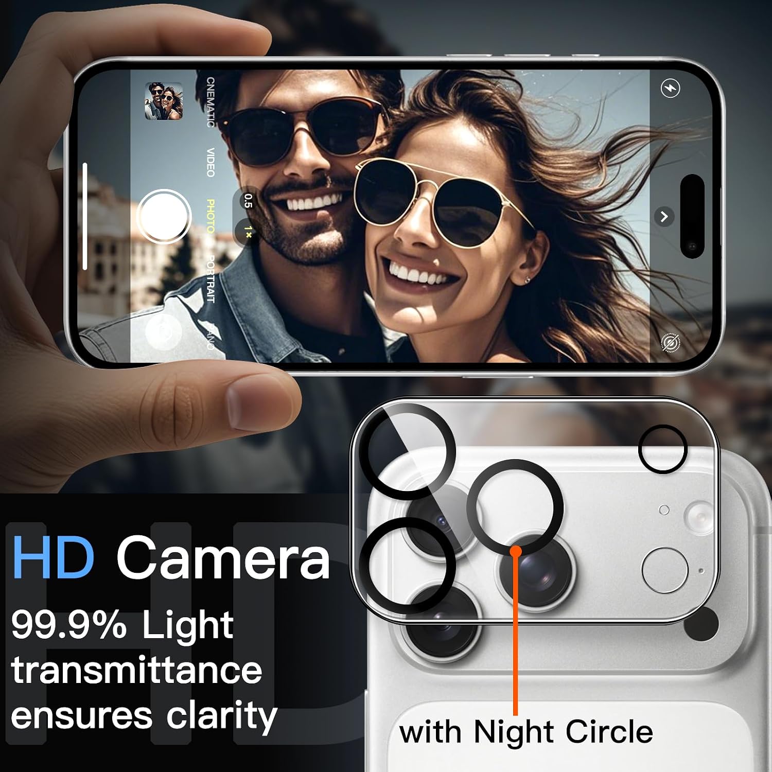 Detalle 2 de JETech Camera Lens Protector for iPhone 17 Pro 6.3-Inch (3-Pack) – 9H Tempered Glass, HD Clarity