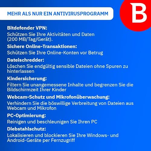 Detalle de Bitdefender Total Security 2026 – 5 Geräte, 1 Jahr, Aktivierung per E-Mail