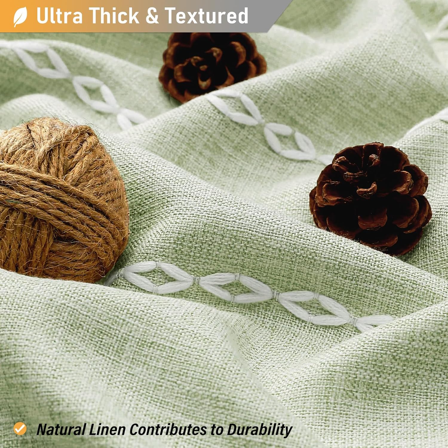 Detalle de BTTN Sage Green Shower Curtain 72x72