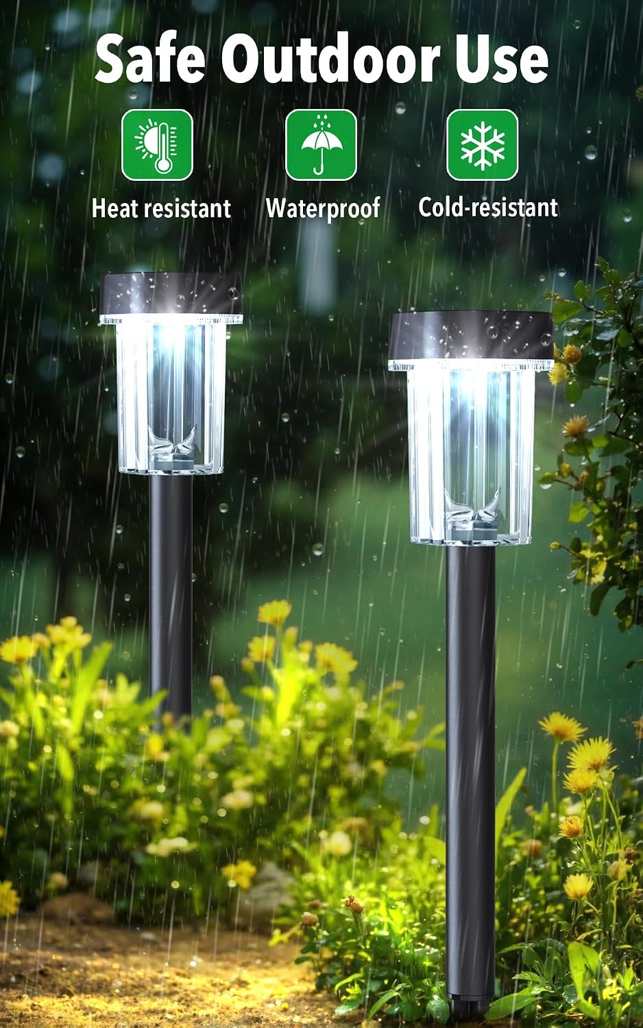 Detalle de LIANGLOME T58-12PKCW Solar Pathway Lights, 12-Pack, 6000K Cool White