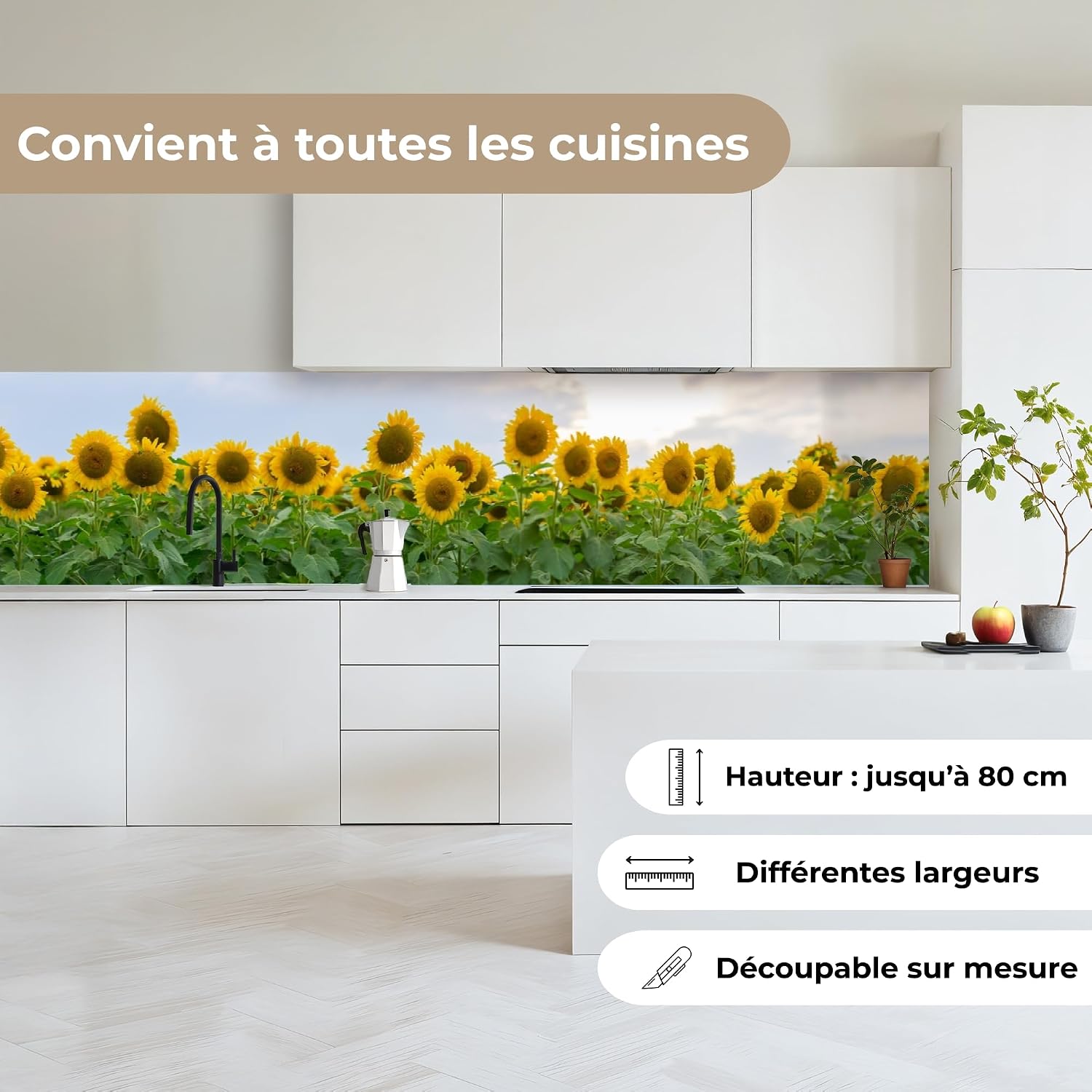 Thumbnail 3 de KitchenYeah zelfklevende spatwand 60 x 350 cm, hard plastic met zonnebloemen