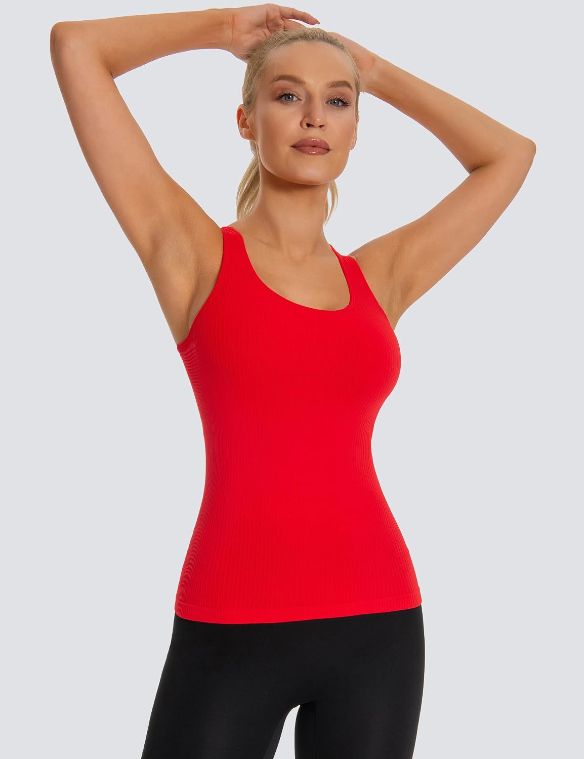 Detalle de MathCat Women's Workout Tank Top with Built-In Bra, Seamless Racerback