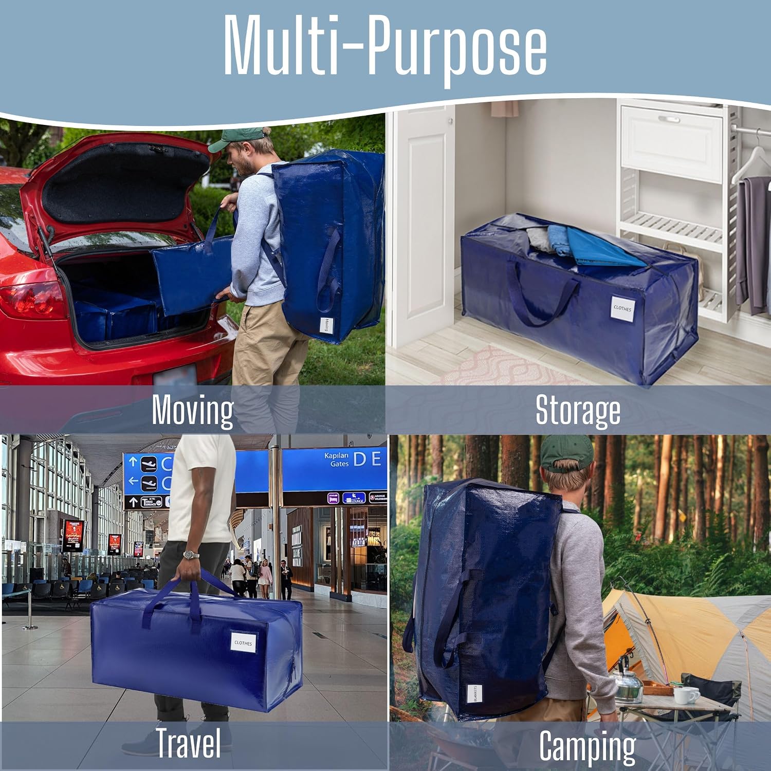 Thumbnail 6 de VENO 8-Pack Heavy-Duty Moving Bags (Backpack Straps) for Dorms, Storage & Relocation