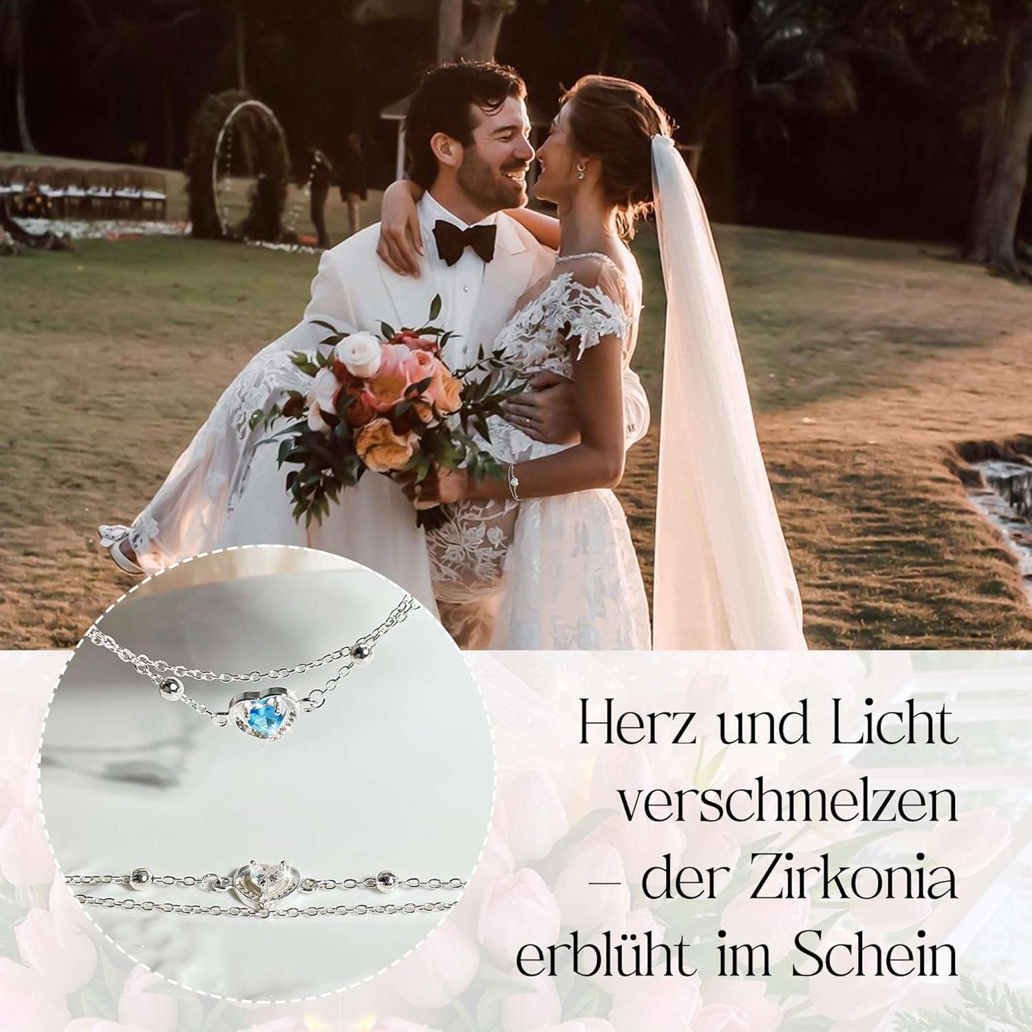 Thumbnail 3 de vidonio Layered Herz-Armband für Damen aus 925 Silber – verstellbar, mit Cubic-Zirkonia