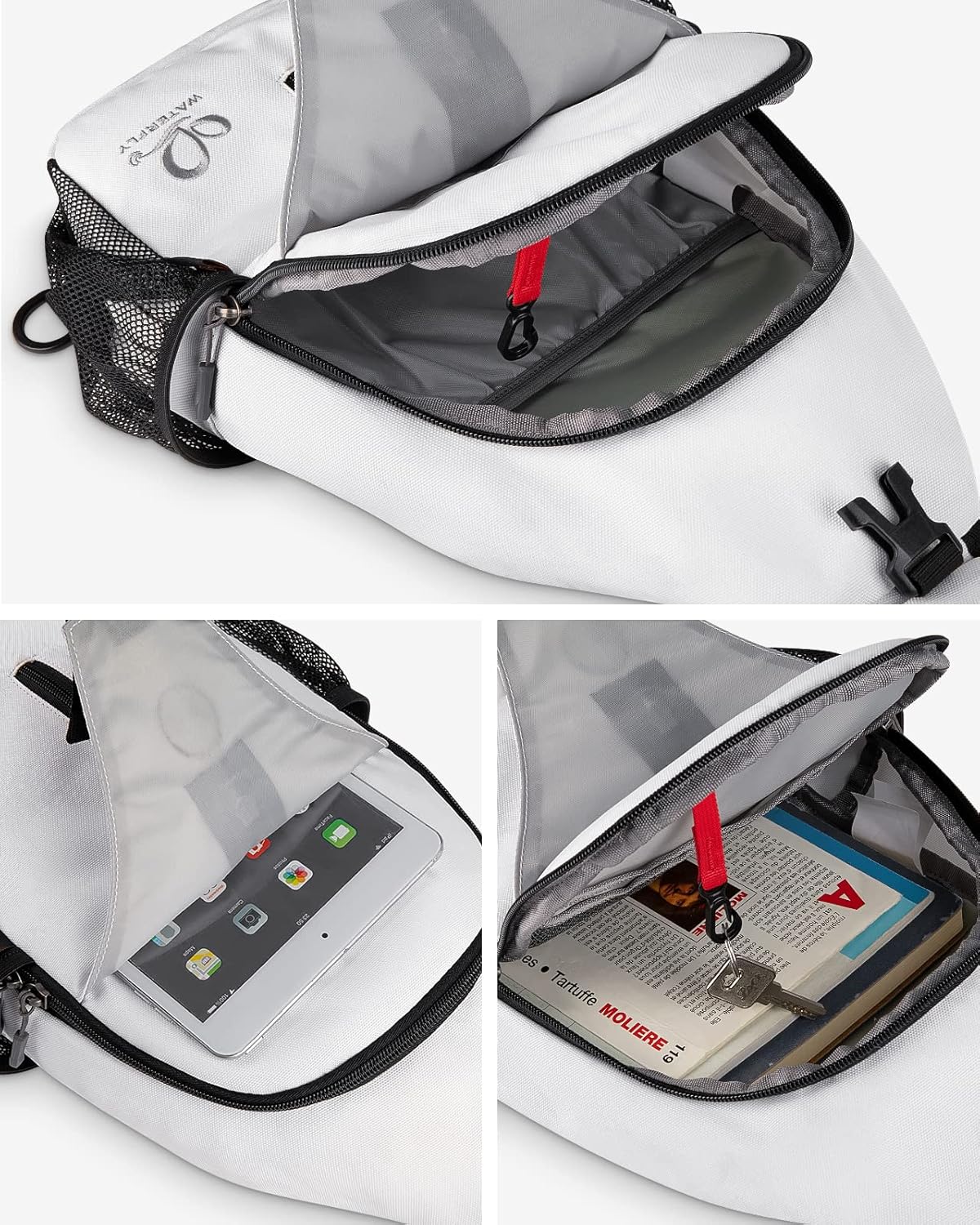 Detalle de WATERFLY Sling Rucksack Umhängetasche mit verstellbarem Schultergurt – für Wandern, Joggen & Alltag