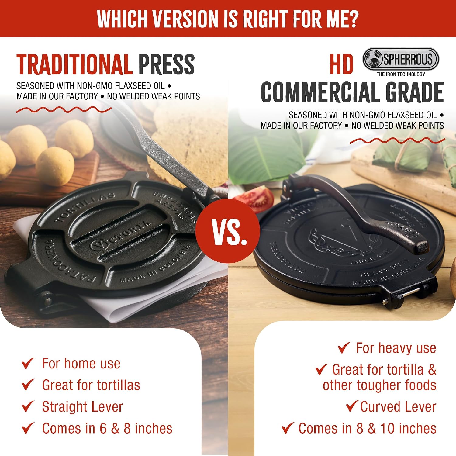 Thumbnail 6 de Victoria Cast Iron Tortilla Press, 8-Inch