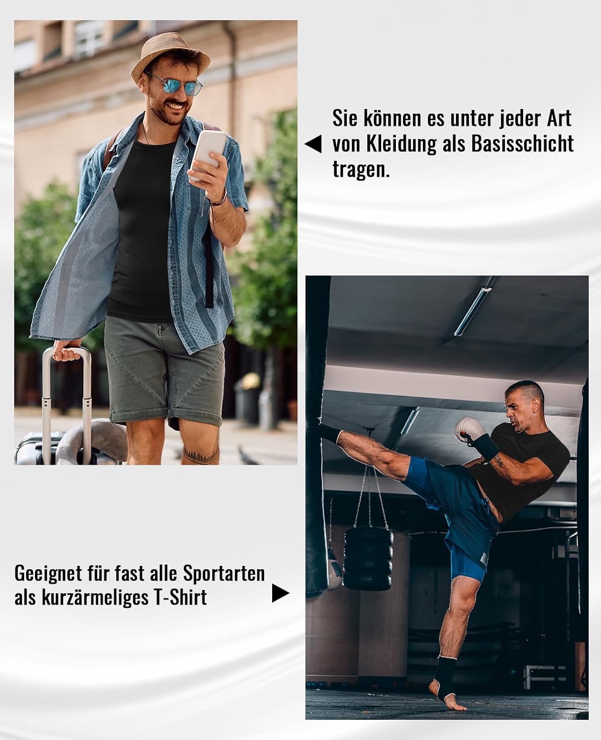 Detalle de Niksa 1er-Pack Kompressionsshirt Herren – atmungsaktives, schnelltrocknendes Sport-Funktionsshirt Kurzarm