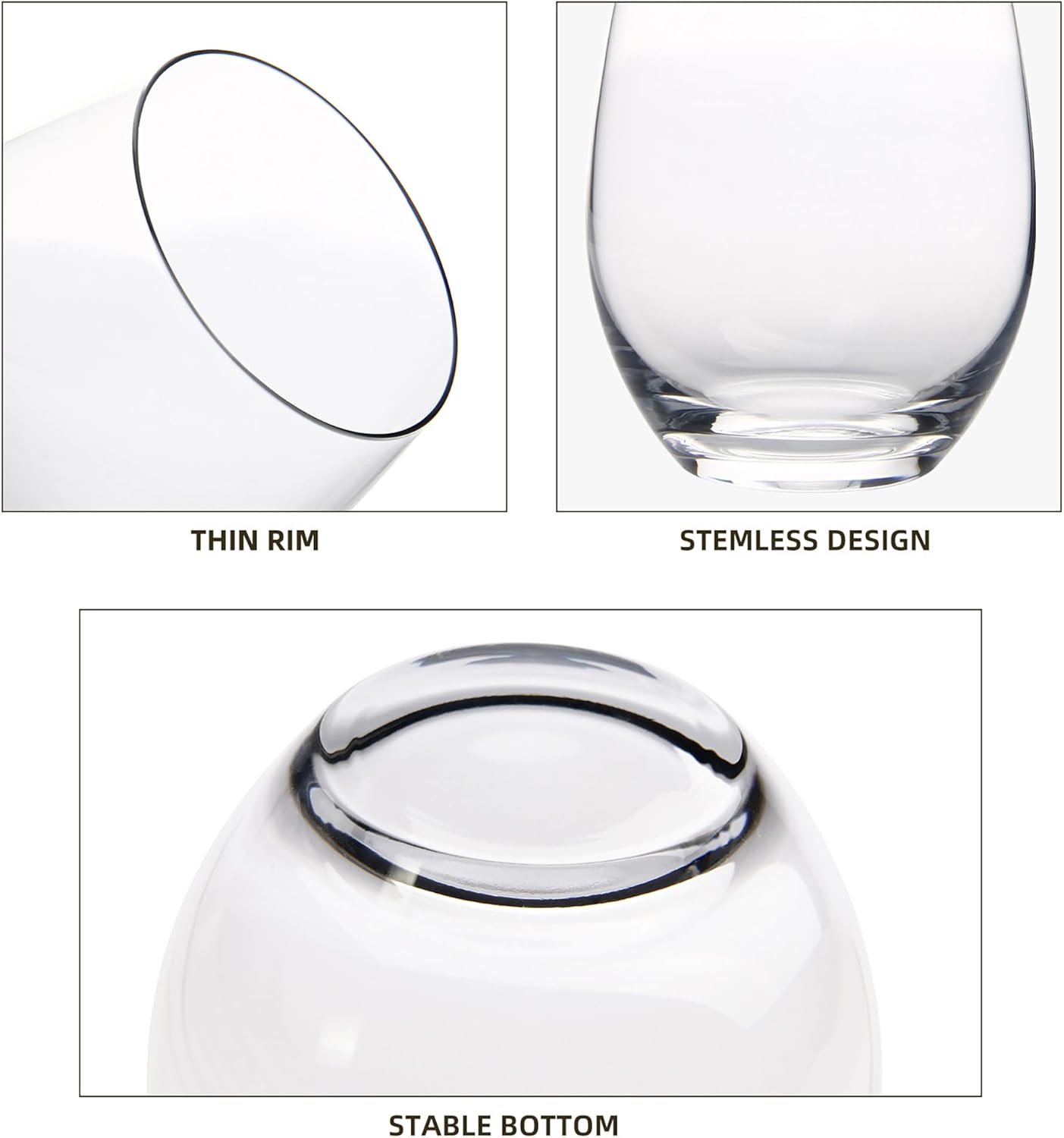 Detalle 2 de FAWLES 12-Piece Stemless Wine Glasses 🍷