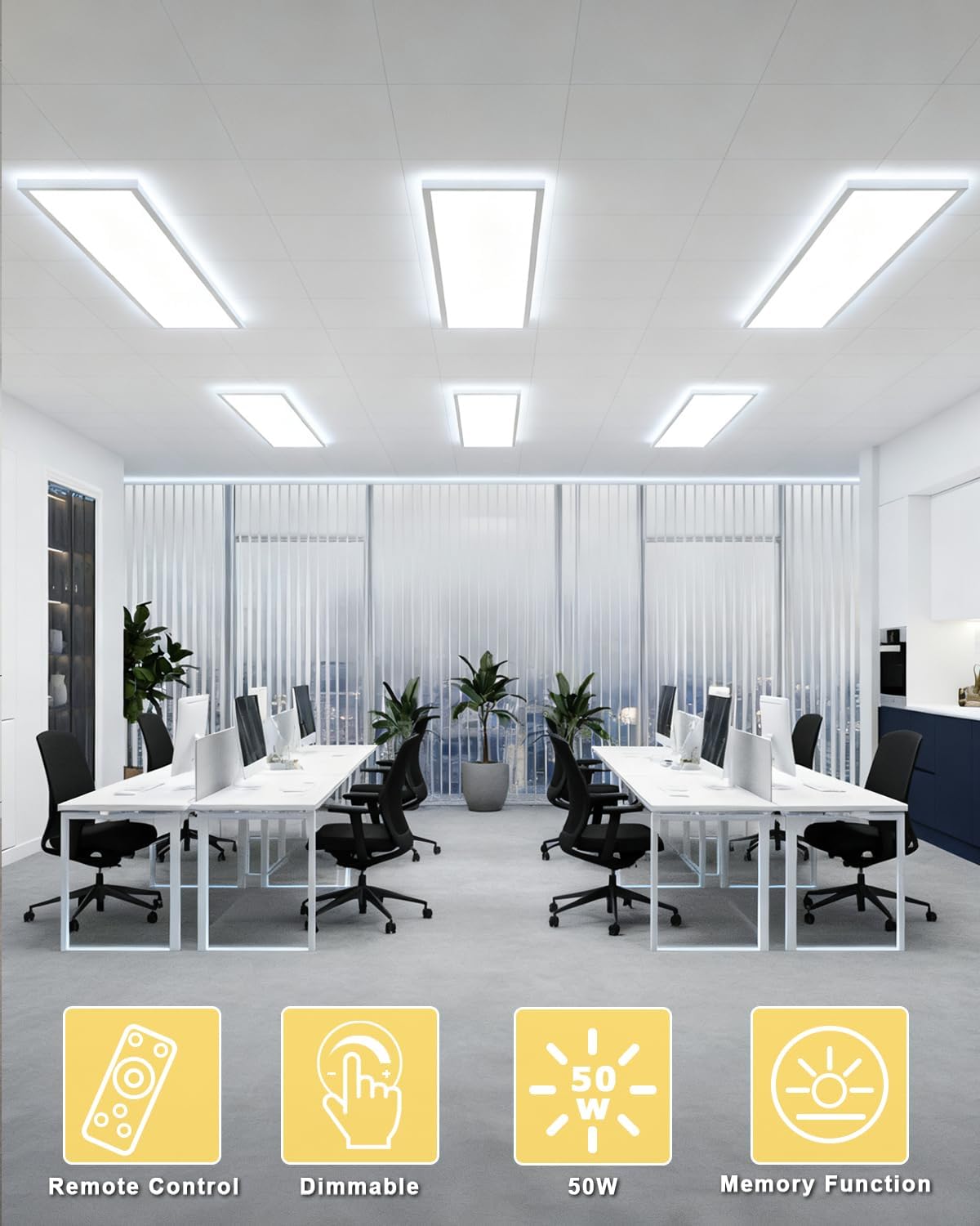Detalle de Bowfar LED Deckenleuchte lang: dimmbar, Fernbedienung, ultradünn
