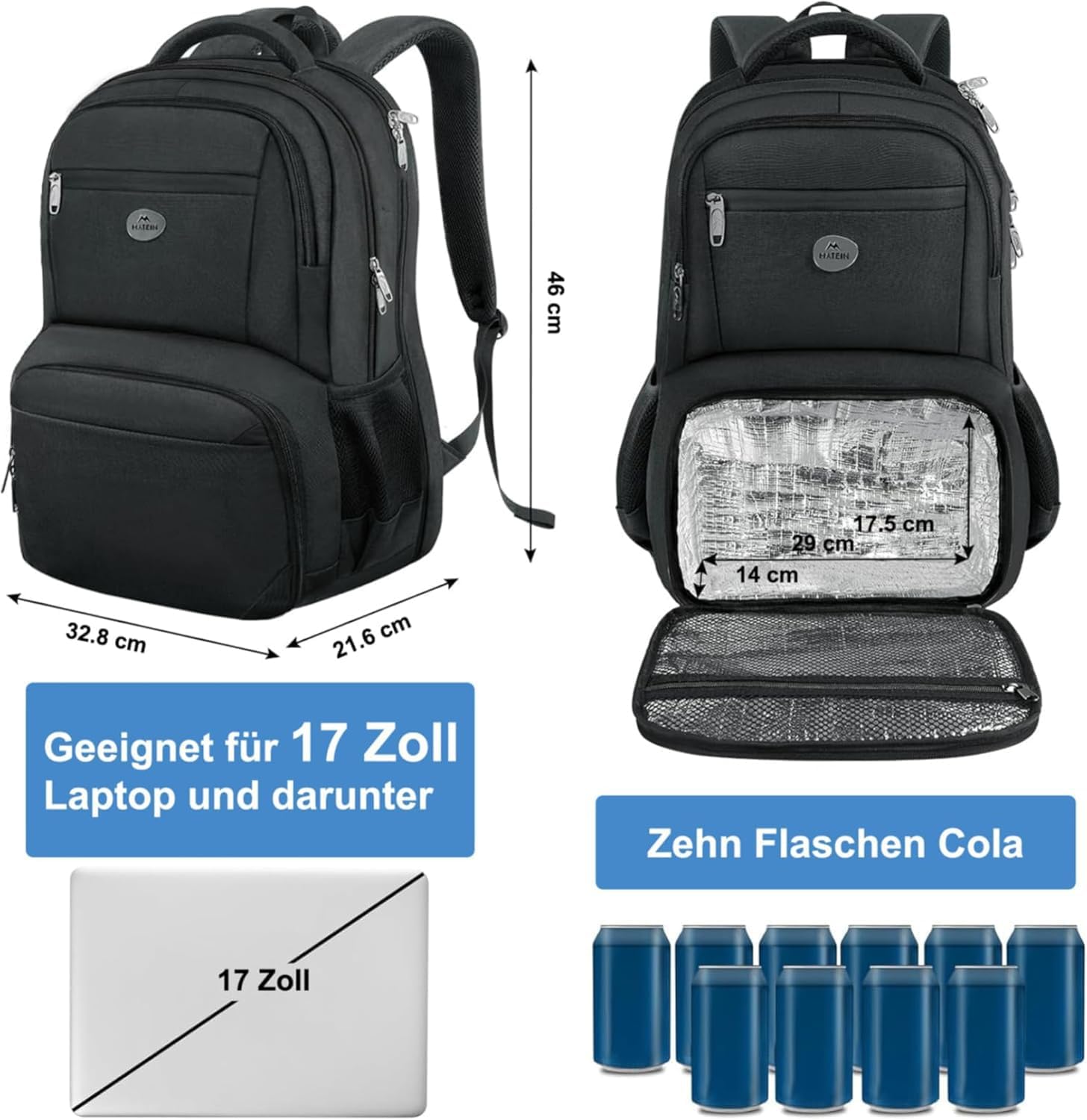 Detalle 2 de MATEIN Laptop Rucksack 17 Zoll