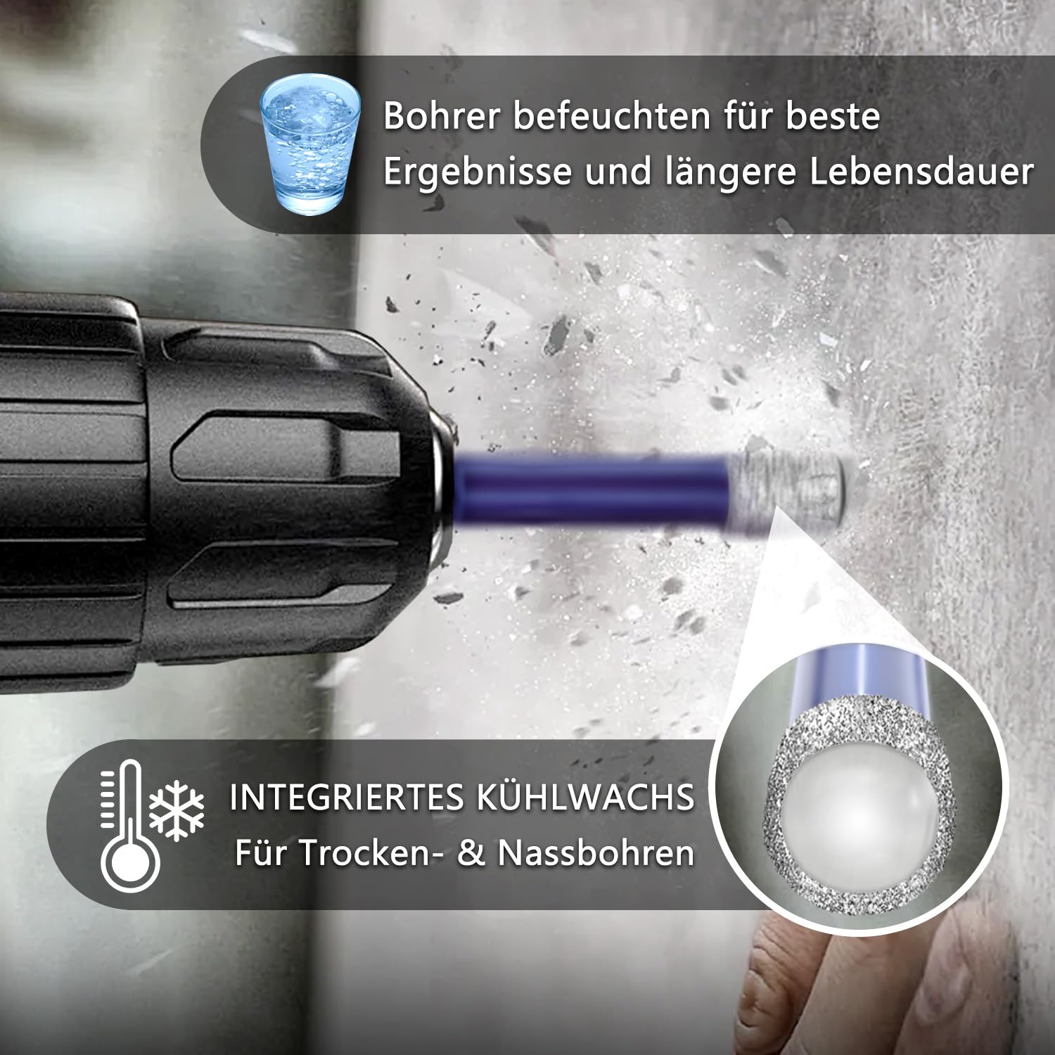 Thumbnail 5 de Diamantbohrer Set 9-teilig – Fliesen-, Glas- und Steinbohrer mit 6–12 mm (Sechskantschaft) im Set
