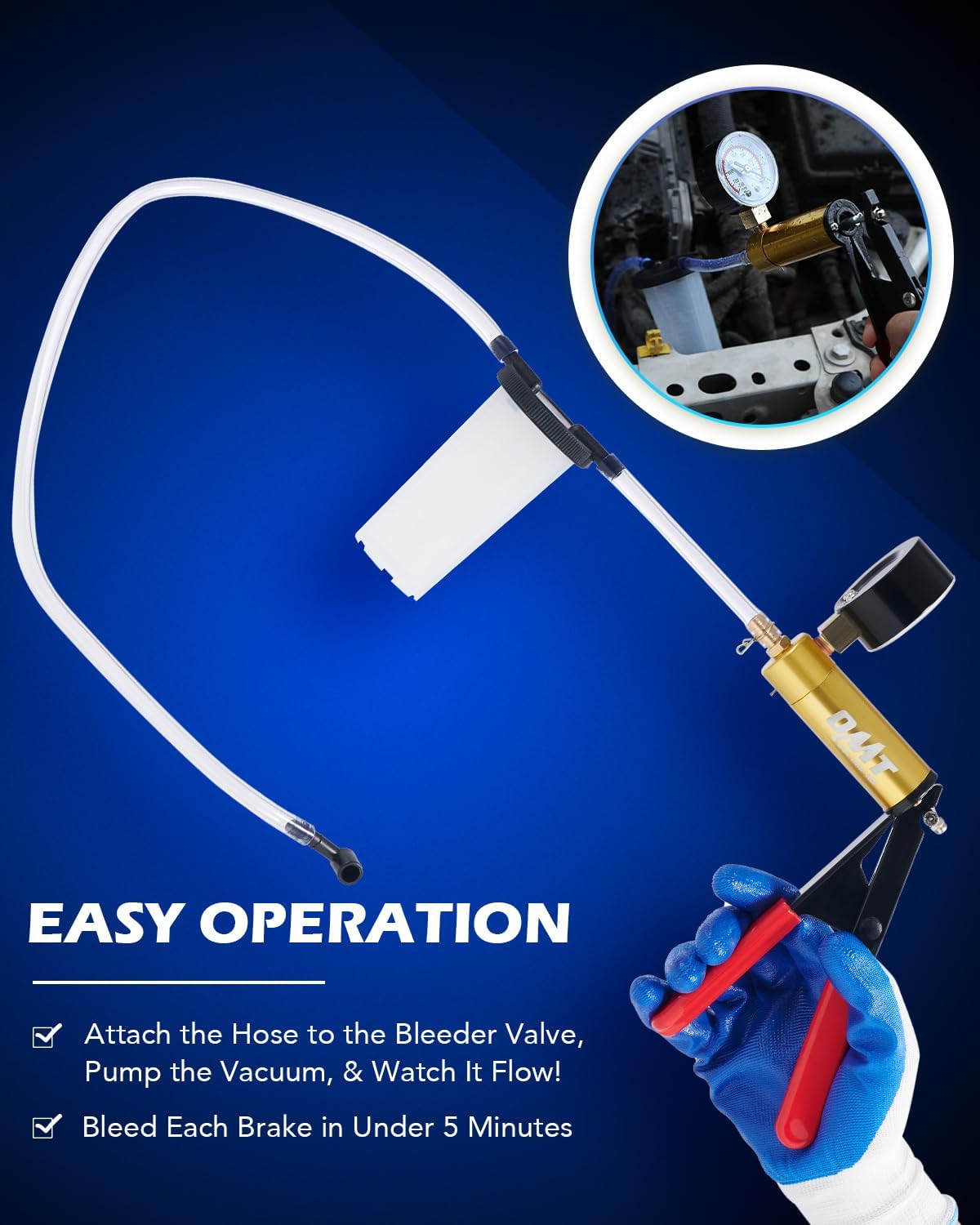 Detalle de Orion Motor Tech FBA_BBTA001 One-Man Brake Bleeder Kit with Hand Pump & Gauge