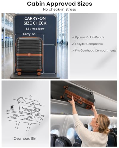 Thumbnail 8 de Kono Large Hard Shell Suitcase: 28-Inch ABS+PC Check-In Luggage in Black