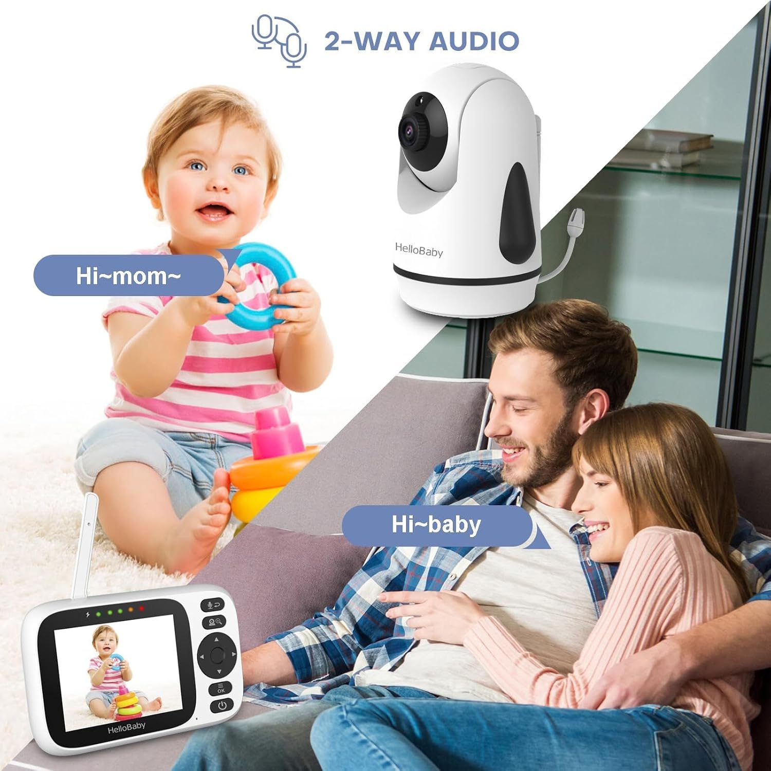 Thumbnail 3 de HelloBaby HB6339-2 3.2" video baby monitor