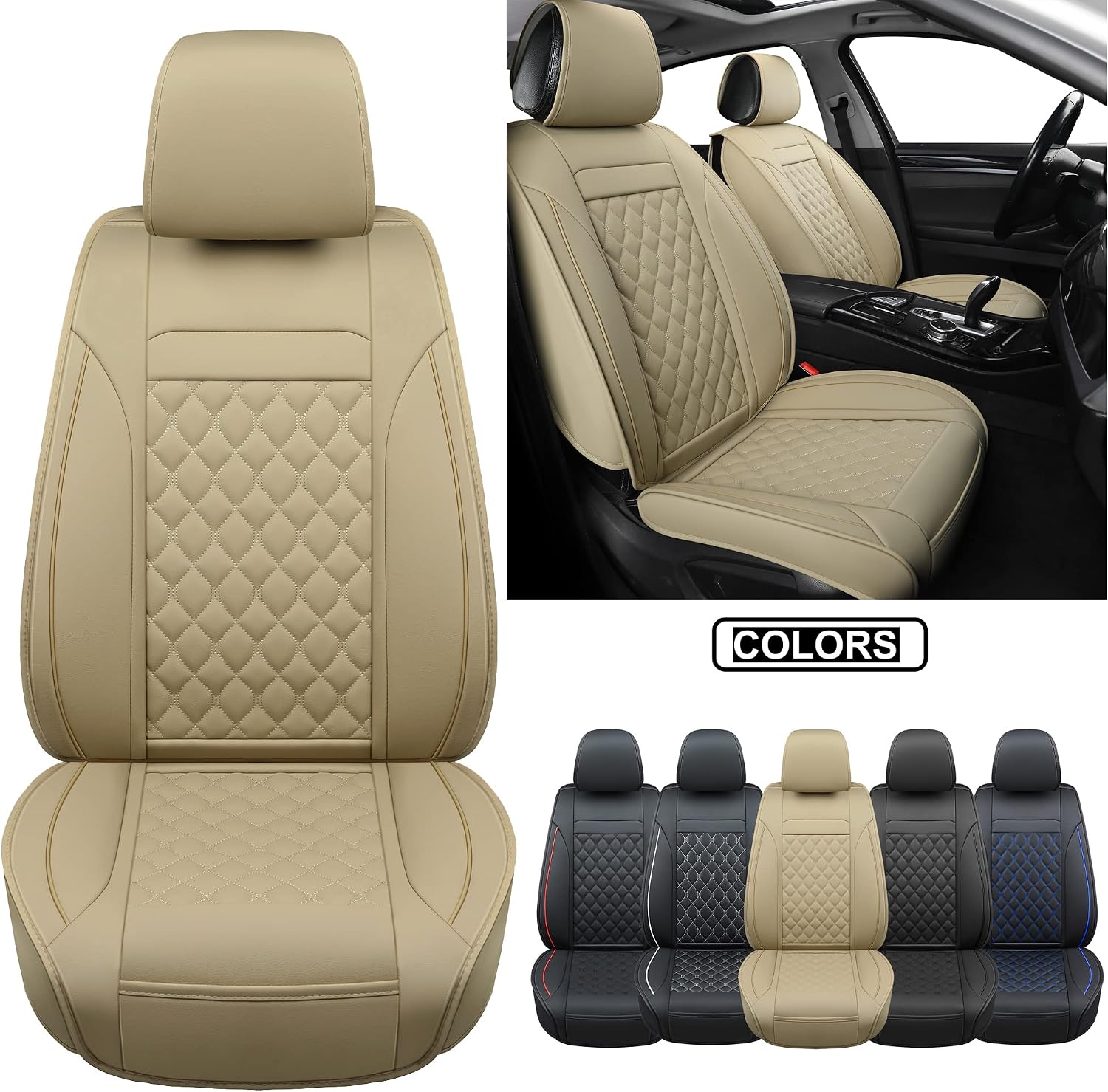 Detalle 2 de Vankerful Lot de 2 housses sièges avant Beige
