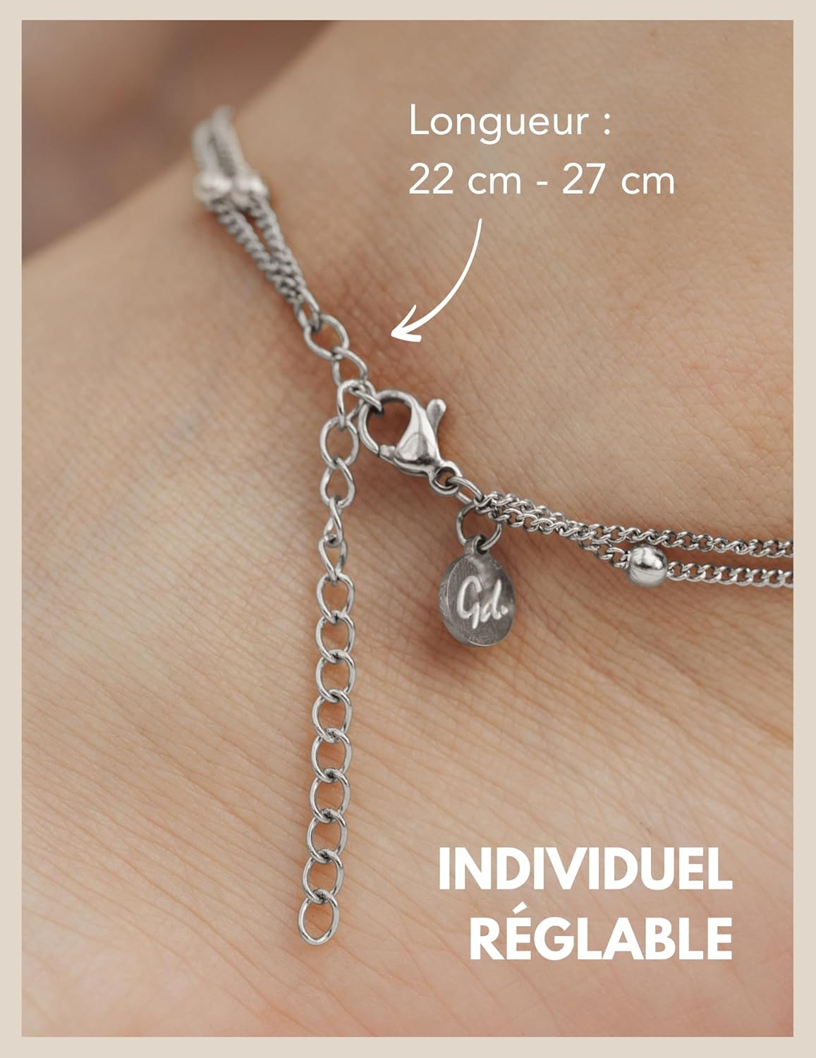 Detalle 2 de Bracelet de cheville coeur femme résistant à l'eau