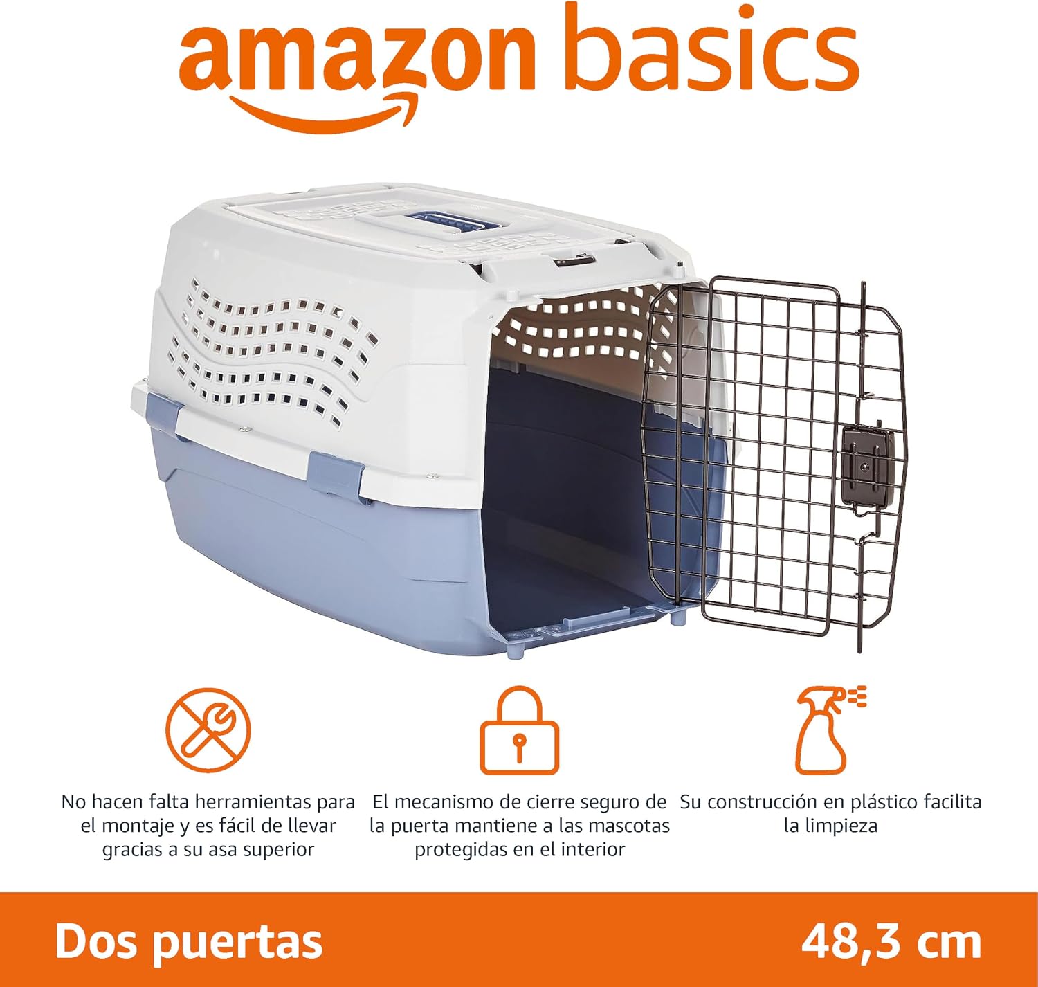 Detalle 2 de Amazon Basics Gato Trasportín 48 cm azul 🐱