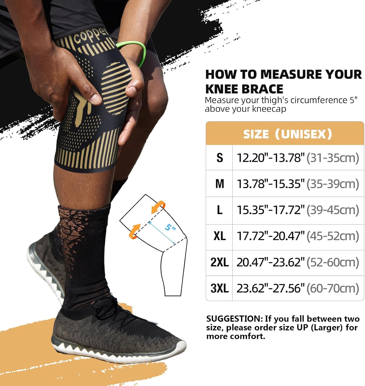 Detalle 2 de Copper Knee Support 2-Pack compression sleeve for pain relief