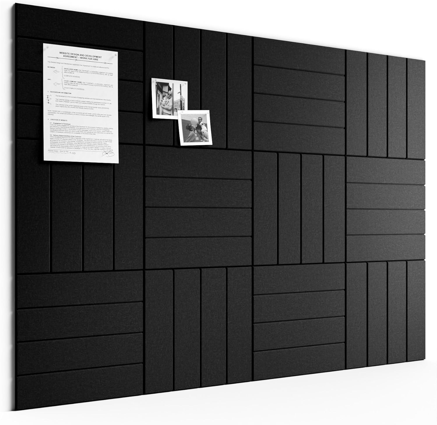 Bumusty 48 x 36" felt bulletin board tiles (12-pack) with pushpins and adhesive tabs
