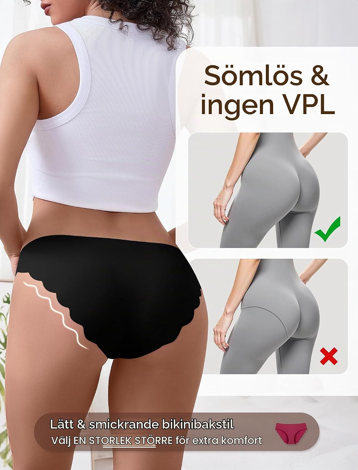 Detalle 2 de VOENXE sömlösa bikinitrosor, 5-pack – mjuk hipstermodell