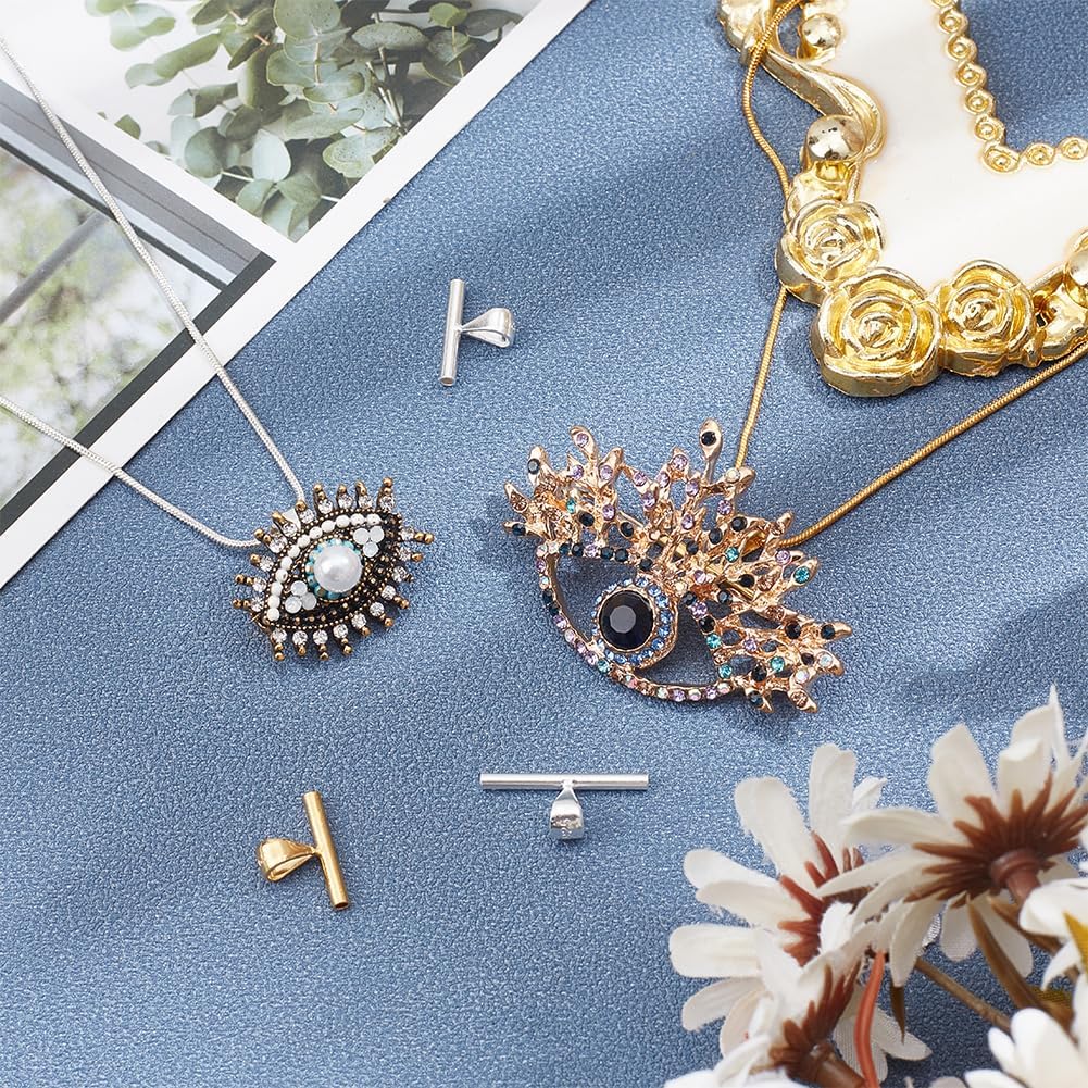 Detalle 2 de WEBEEDY 6 Styles 925 Sterling Silver Brooch Pendant Converters – 3 Sizes, Gold & Silver