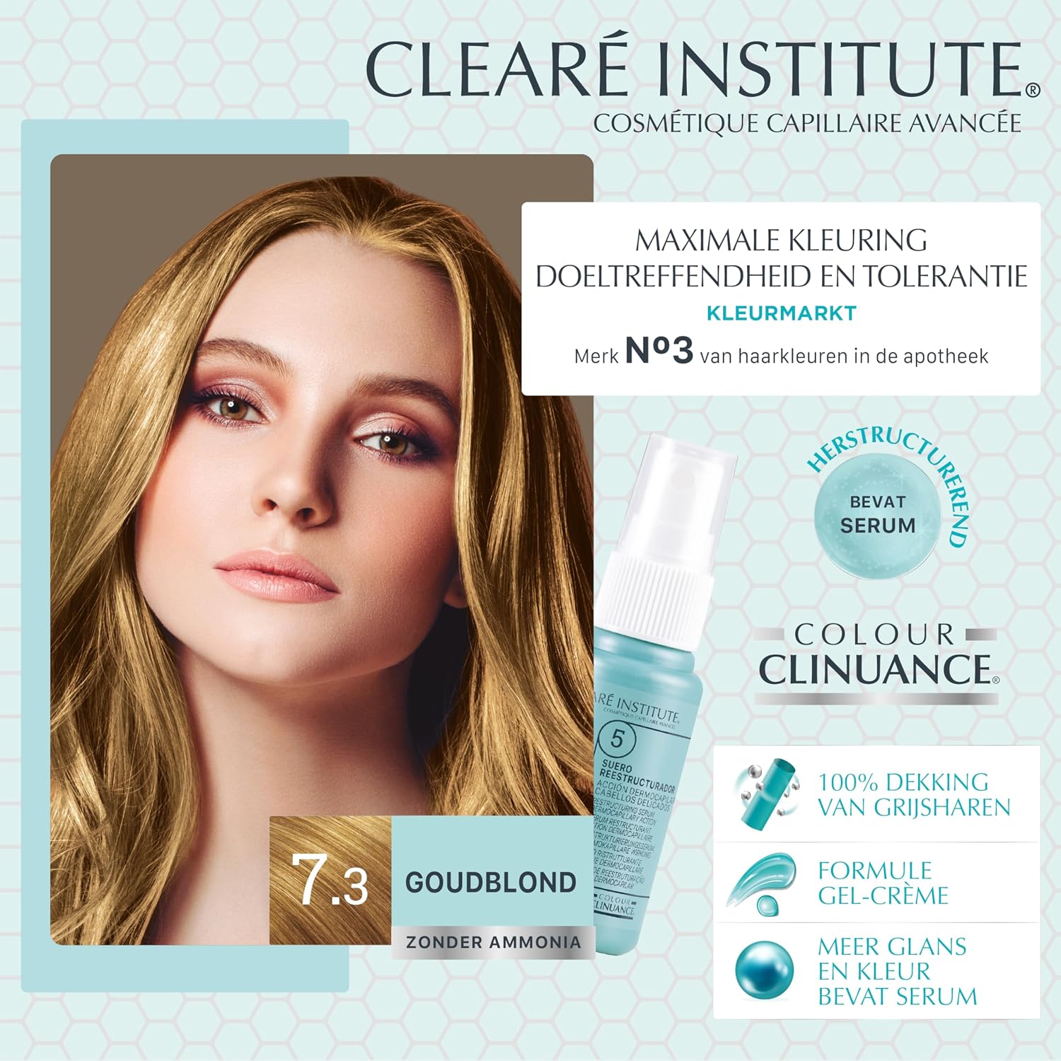 Detalle 2 de Color Clinuance permanente haarkleuring 7.3 goudblond, ammoniakvrij, 170 ml