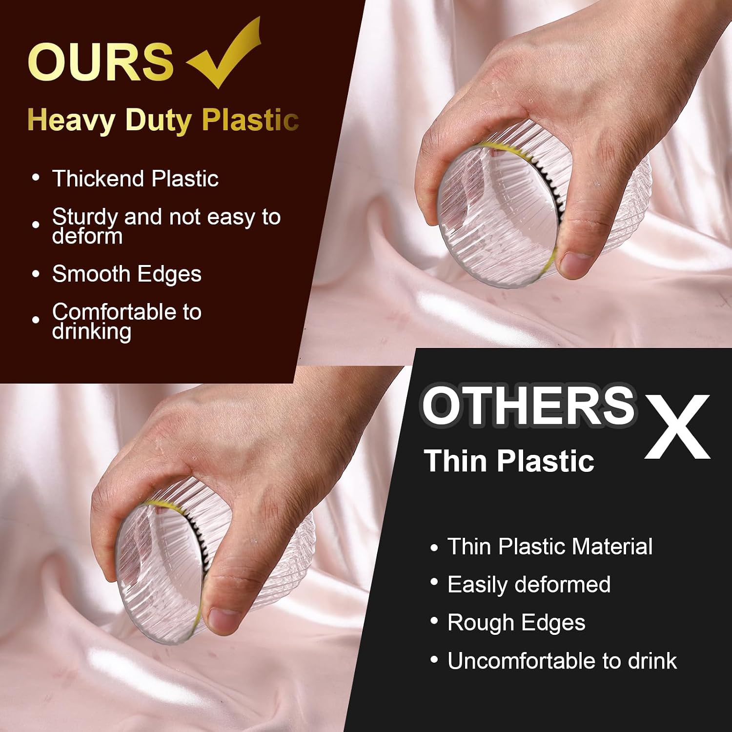 Detalle 2 de Lueumxc 14oz Ribbed Disposable Wine Glasses 🍷
