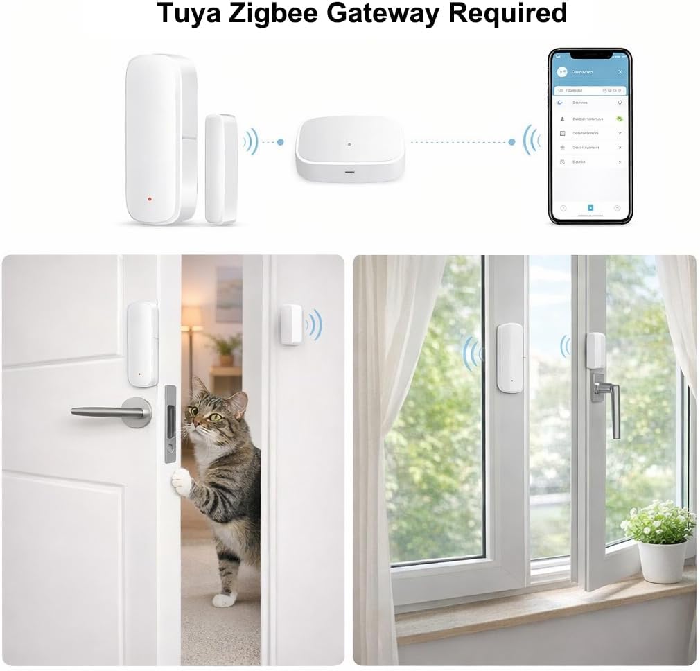 Detalle de B BestCon Zigbee deur- en raamsensor voor Tuya met 15 mm detectieafstand