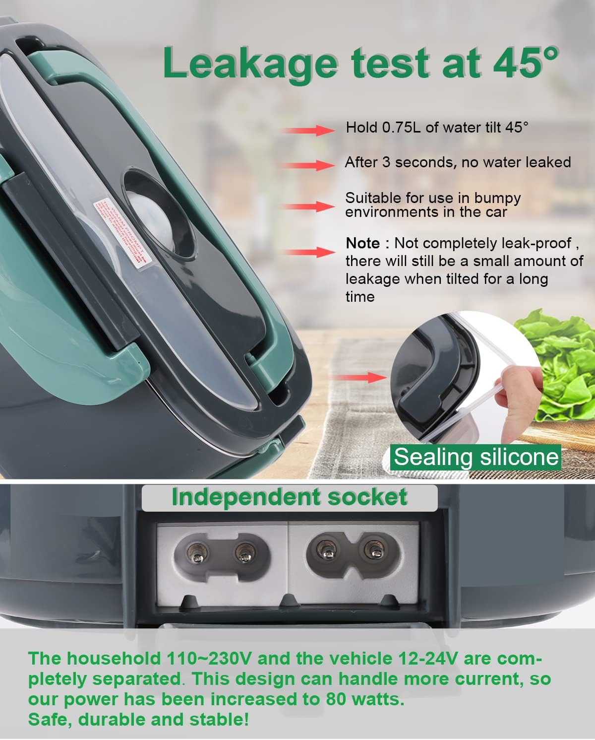 Detalle 2 de Andmenow 80W Electric Lunch Box Portable 🍱