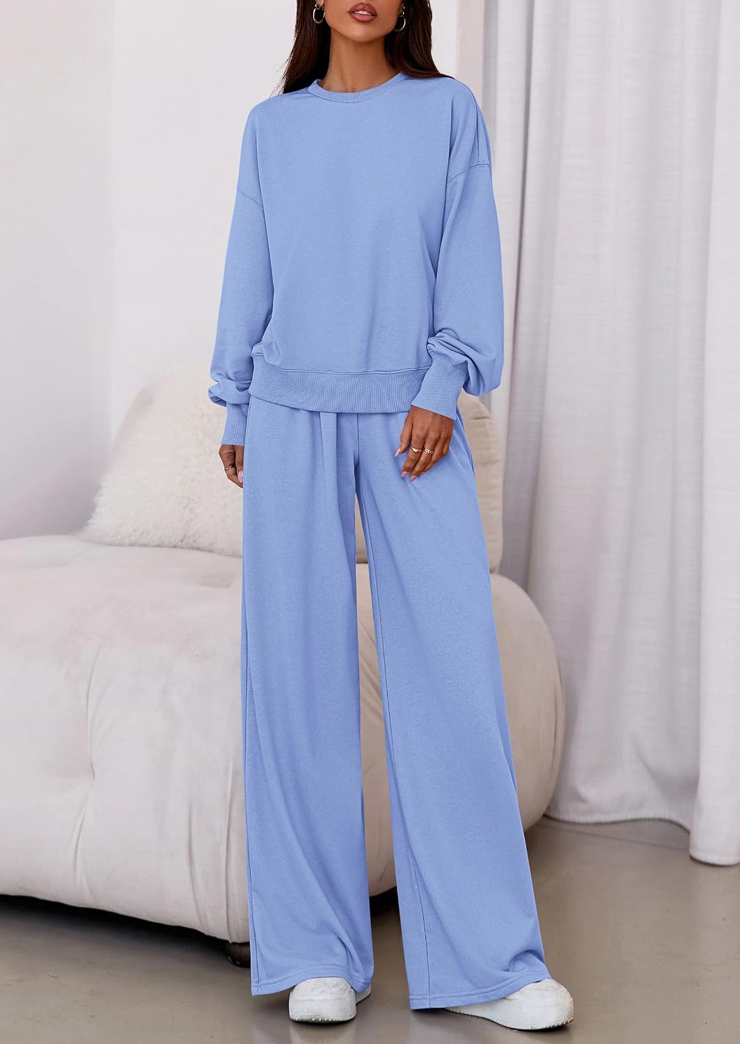 Detalle 2 de PRETTYGARDEN PR1122 Two-Piece Lounge Set with Wide-Leg Pants and Pockets
