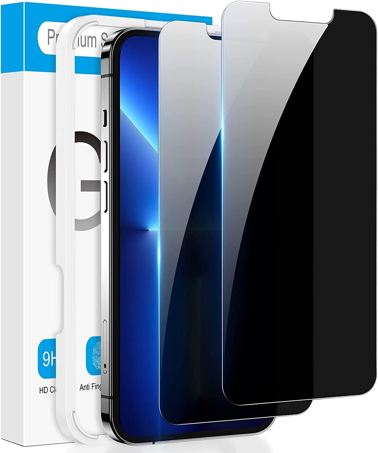 Detalle de Fotbor iPhone 13 Pro Max Privacy Screen Protector for 14 Plus, 2-Pack 9H Glass