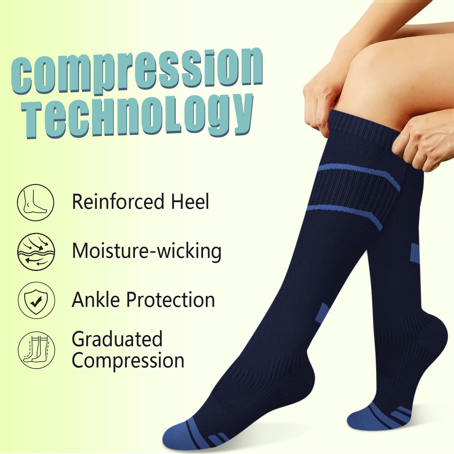 Thumbnail 4 de Iseasoo Copper Compression Socks, 15–20 mmHg, 8 Pairs, Knee-High