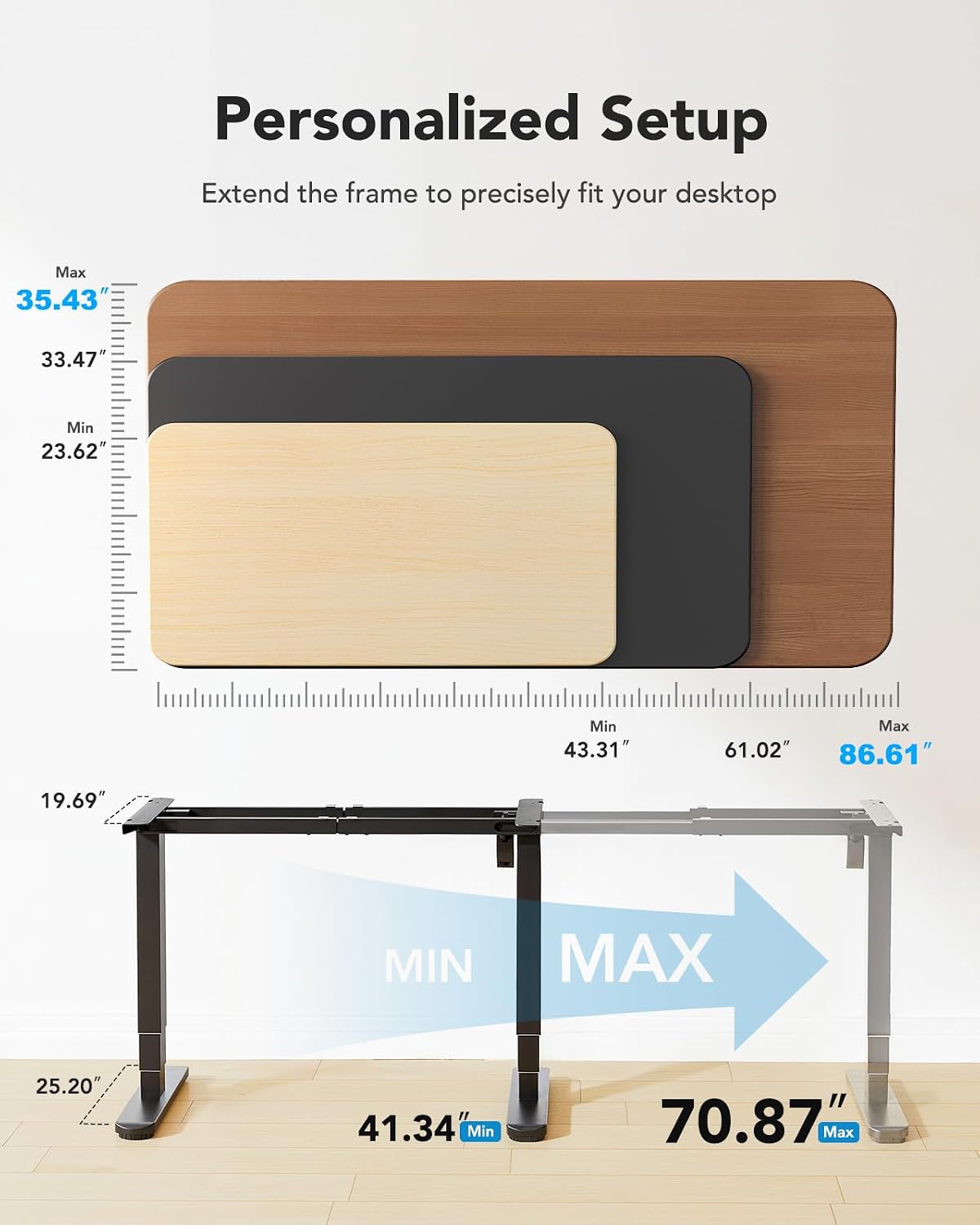 Detalle 2 de HUANUO Standing Desk Frame, 3-Stage