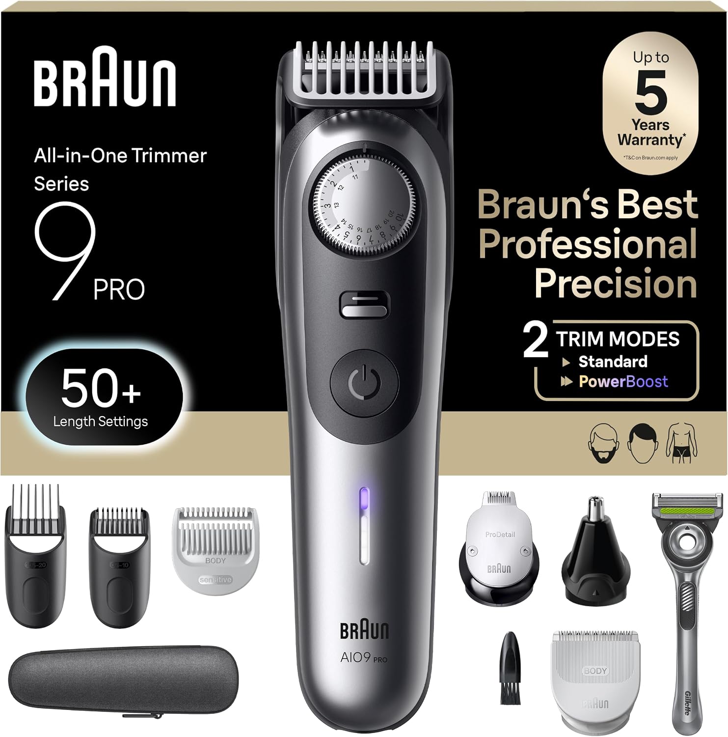 Detalle de Braun AIO 9550 Series 9 PRO Trimmer 180-min